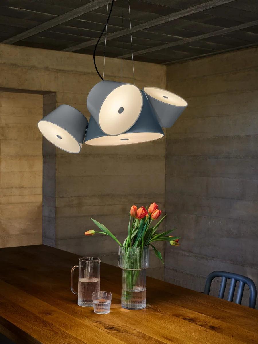 Lampa wisząca okrągła TAM TAM biały z białymi kloszami Marset Eye on Design