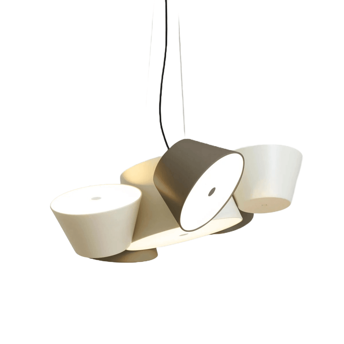 Lampa wisząca okrągła TAM TAM biały z brązowymi kloszami Marset Eye on Design