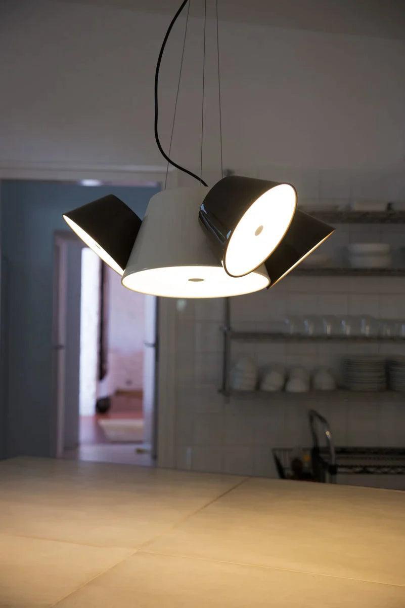 Lampa wisząca okrągła TAM TAM biały z brązowymi kloszami Marset Eye on Design