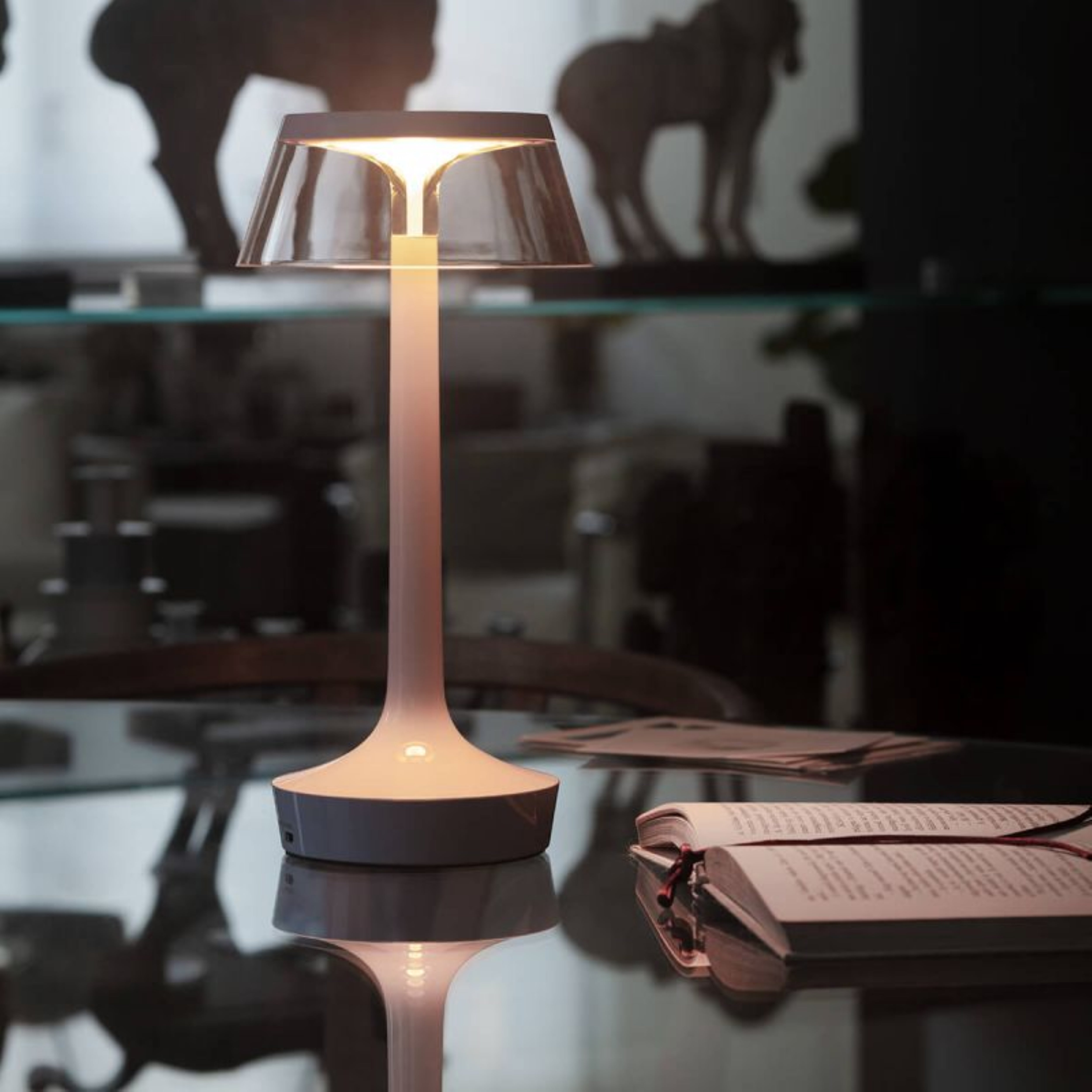 Portable Lamp BON JOUR UNPLUGGED pink with transparent shade