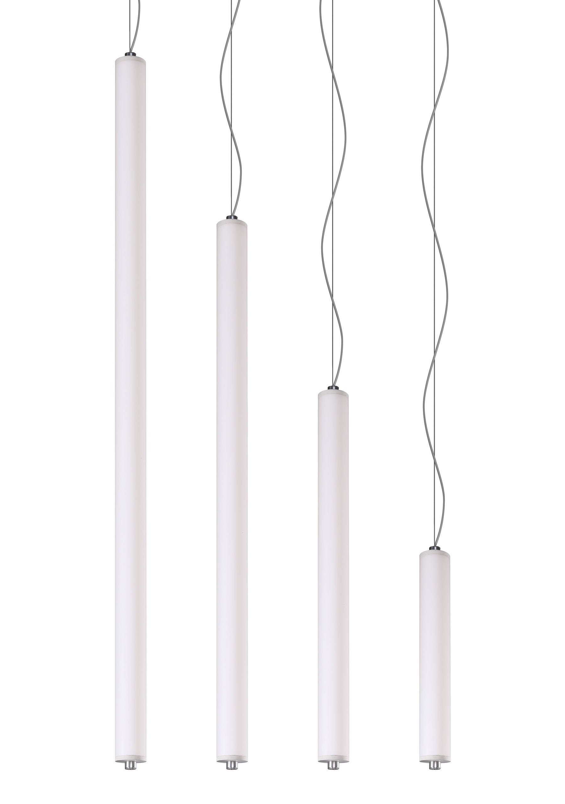 LONGA vertical pendant lamp with a milky shade and concrete detail