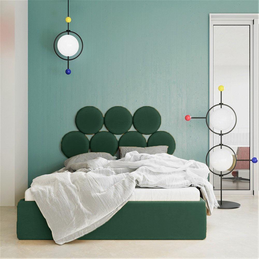 Łóżko tapicerowane BALL ciemnozielony Happy Barok Eye on Design