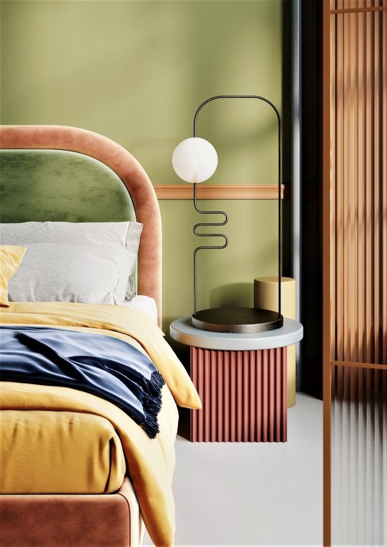 Łóżko tapicerowane MILO zielono - różowy Happy Barok Eye on Design