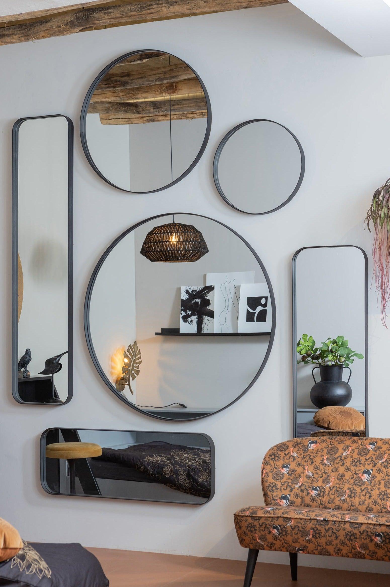 Lustro okrągłe DOUTZEN czarna rama Woood Eye on Design