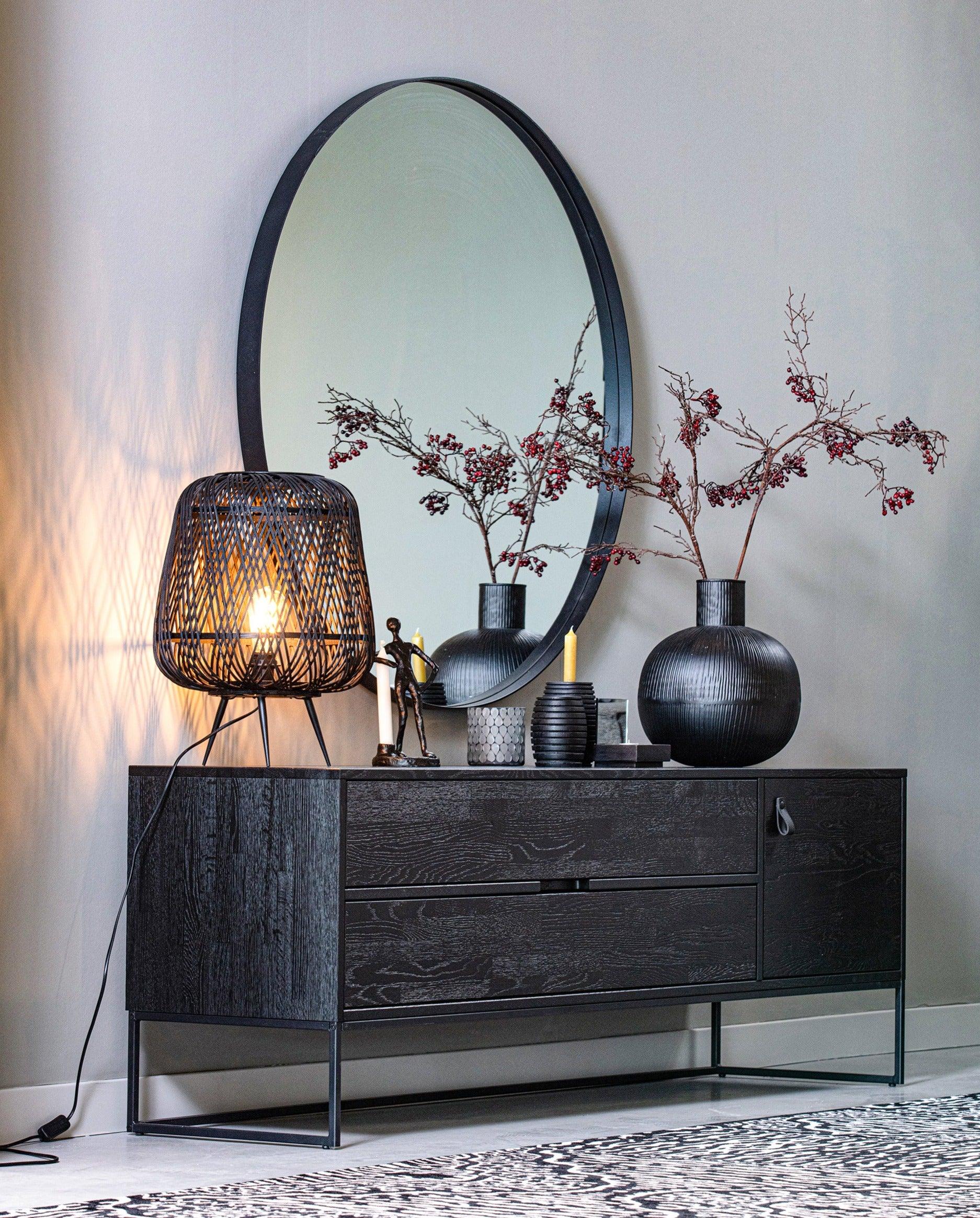 Lustro okrągłe DOUTZEN czarna rama Woood Eye on Design