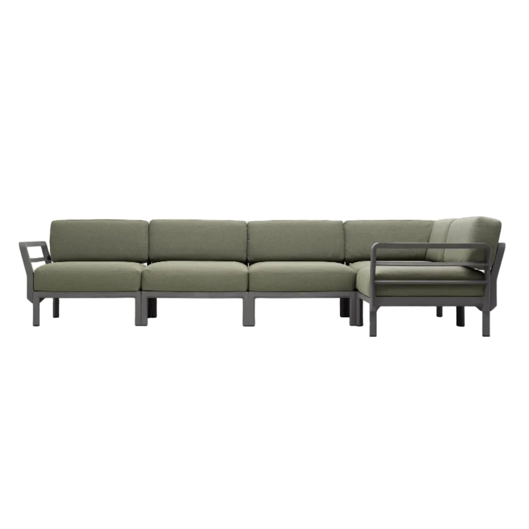 MAXIMO 5 Modular Outdoor Corner Sofa in Thyme Green with Graphite Base