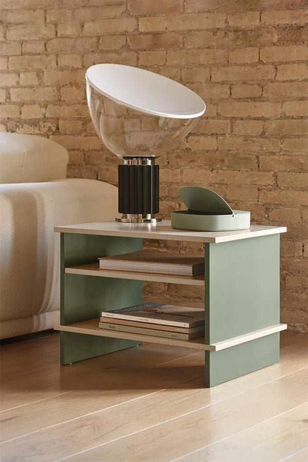 Inari gray bedside table with red brick