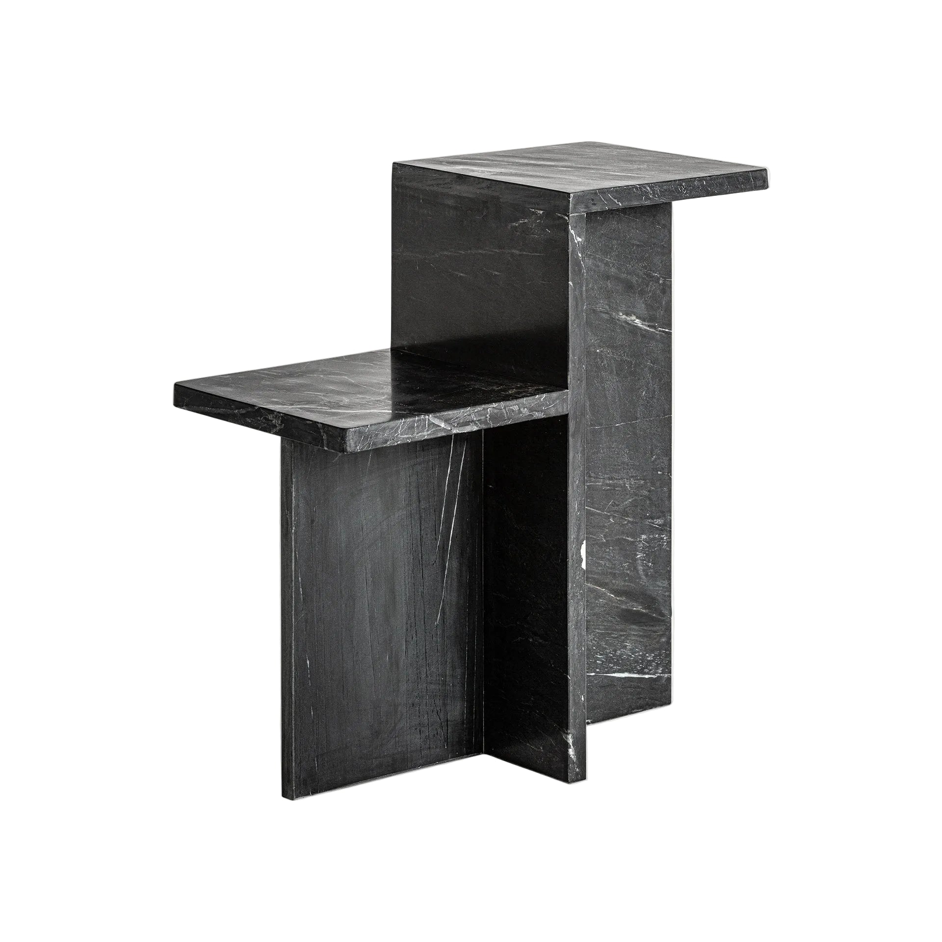 MARQUINA Black Marble Double-Top Side Table