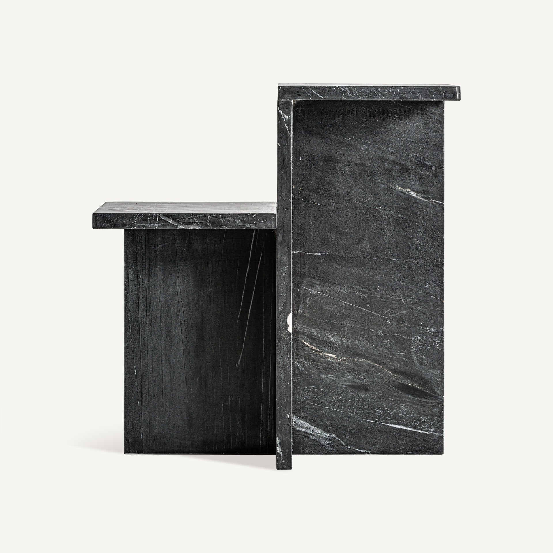 MARQUINA Black Marble Double-Top Side Table