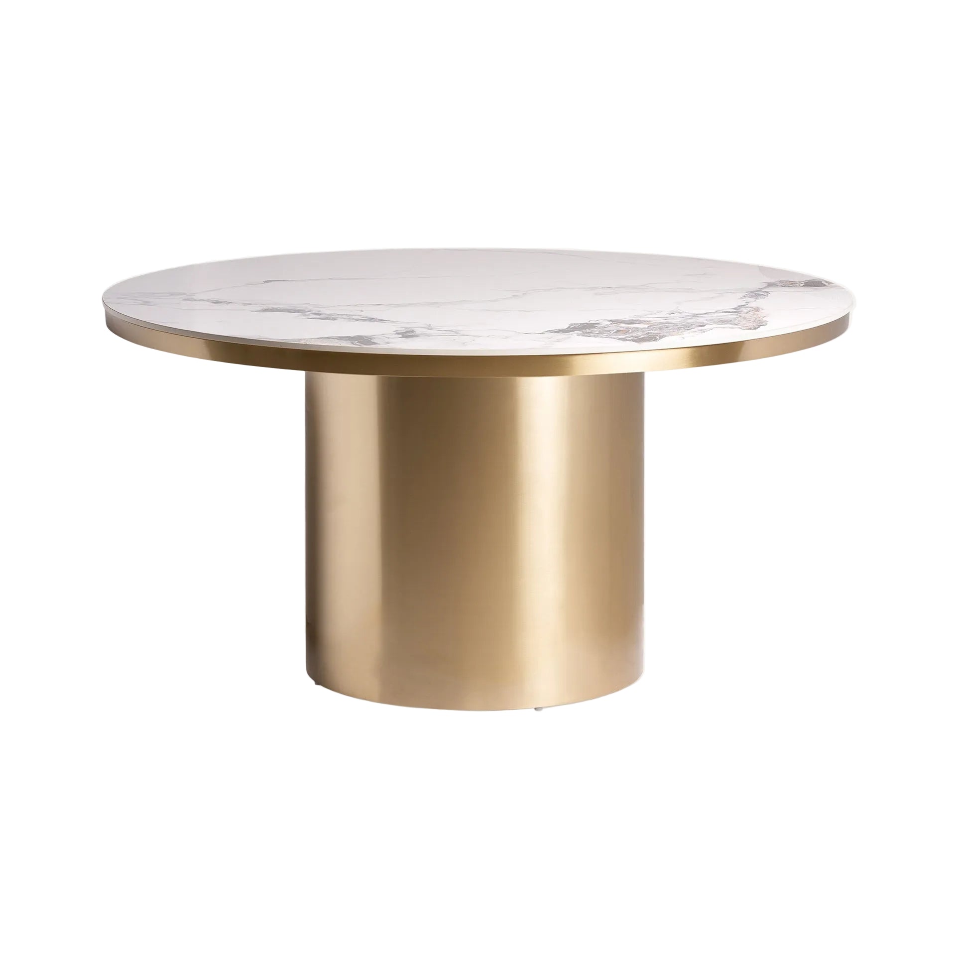ASTACH Round Table with Porcelain Top and Gold Base