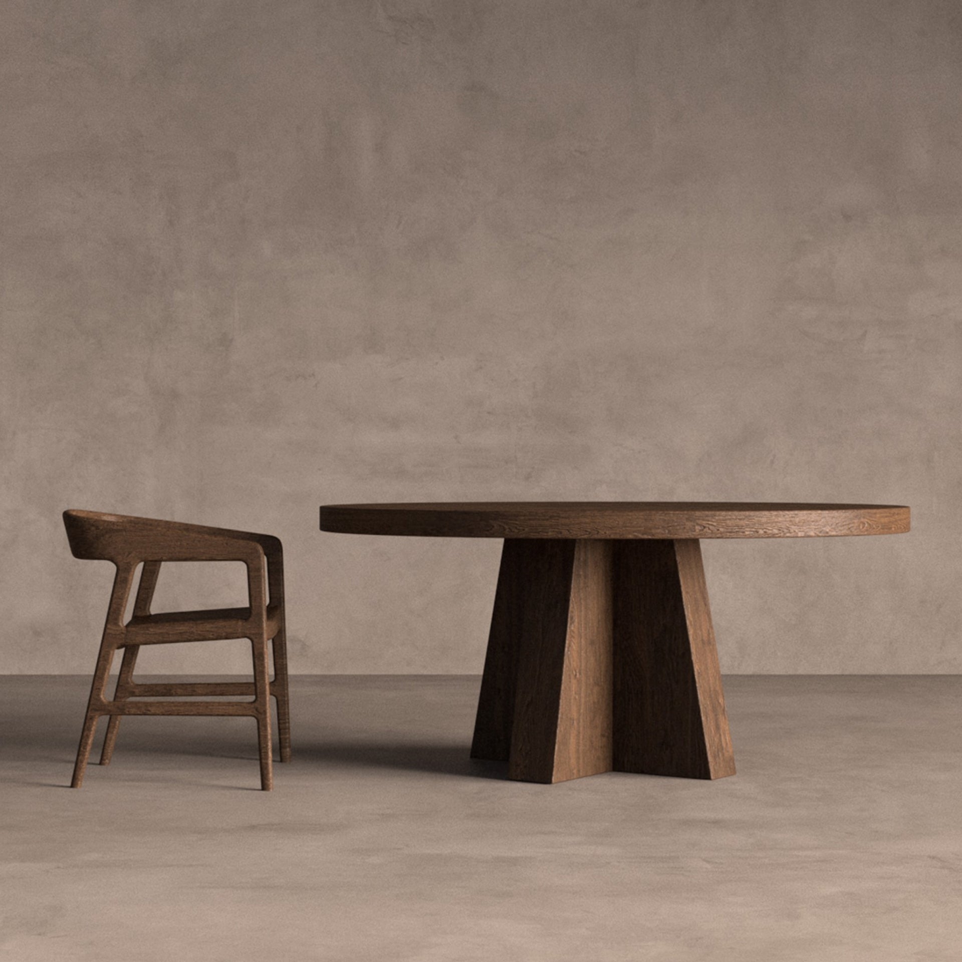 Okrúhly stôl BRUTALIST z recyklovaného dreva
