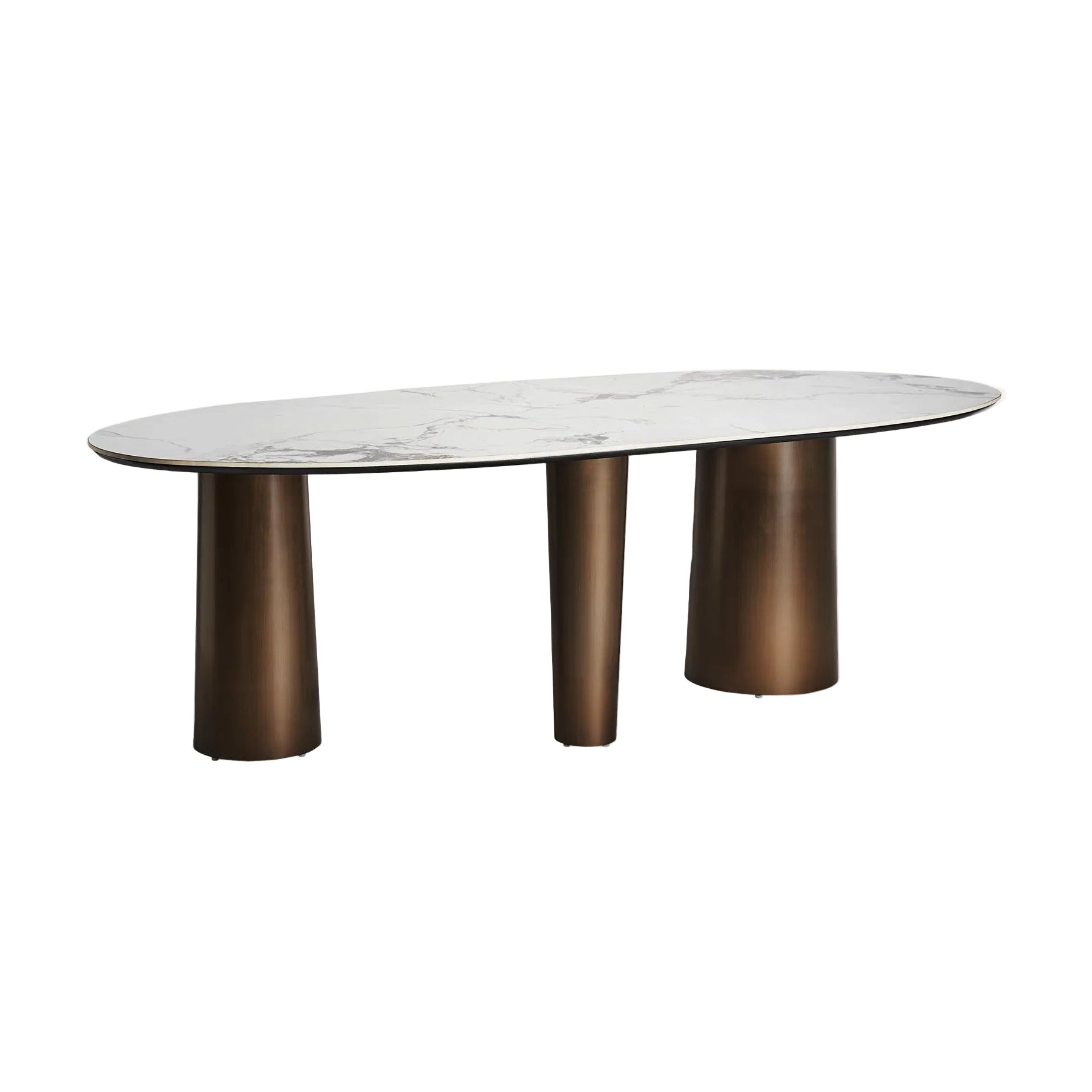 LAGGAN Table Porcelain Stone with Brown Base