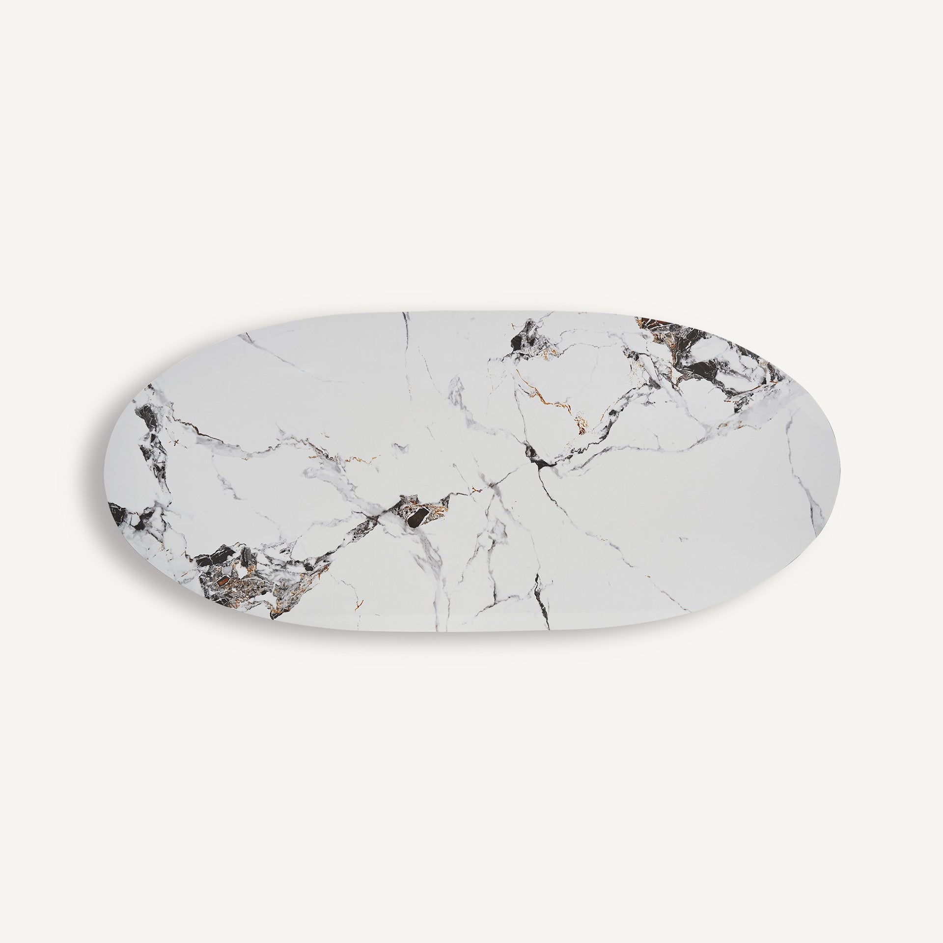 LAGGAN Table Porcelain Stone with Brown Base
