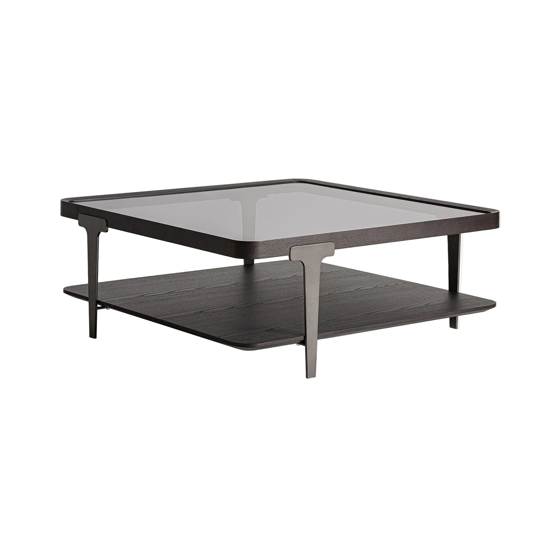 BREIL Coffee Table Dark Oak Veneer with Glass Top