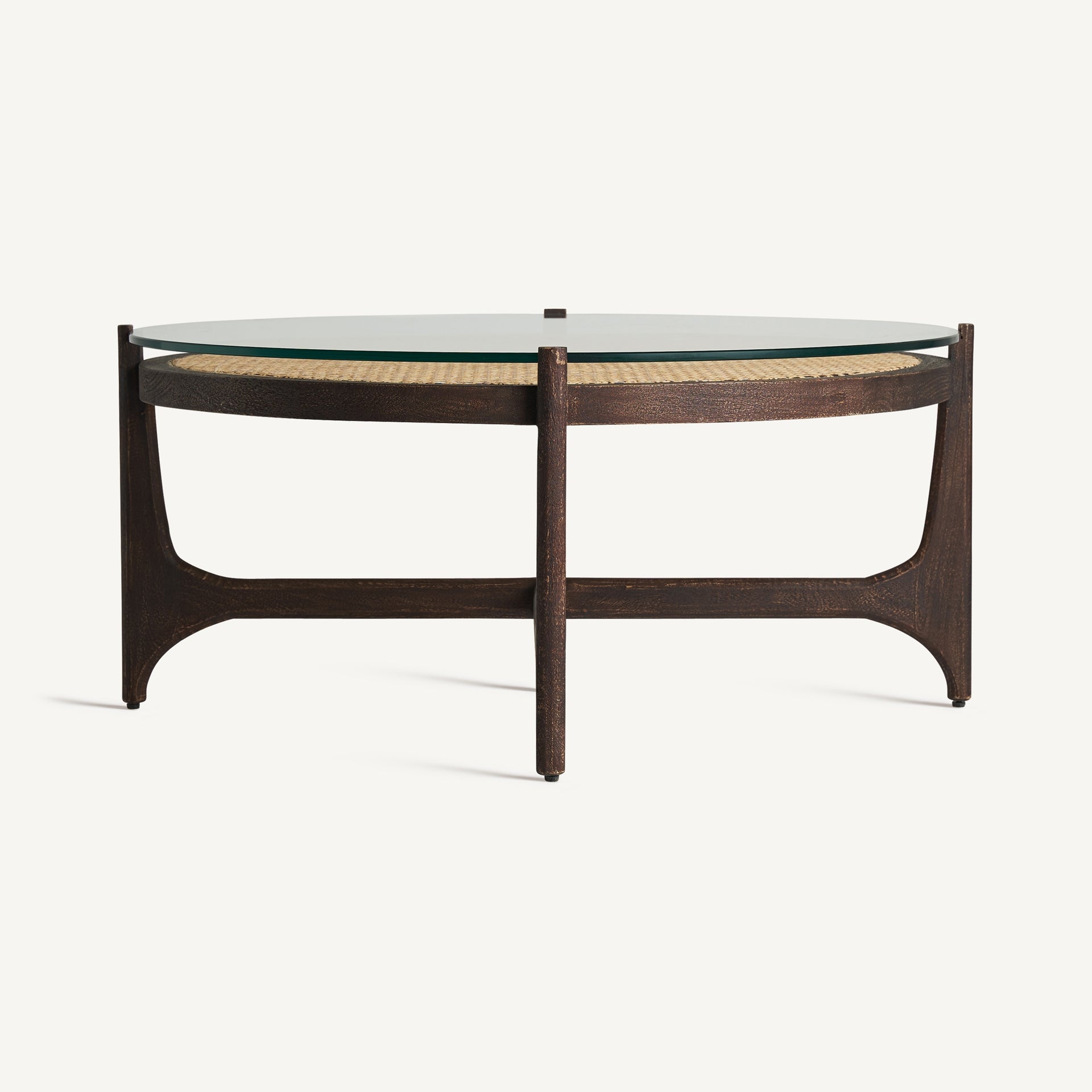 NOSSEN Coffee Table Mango Wood with Glass Top