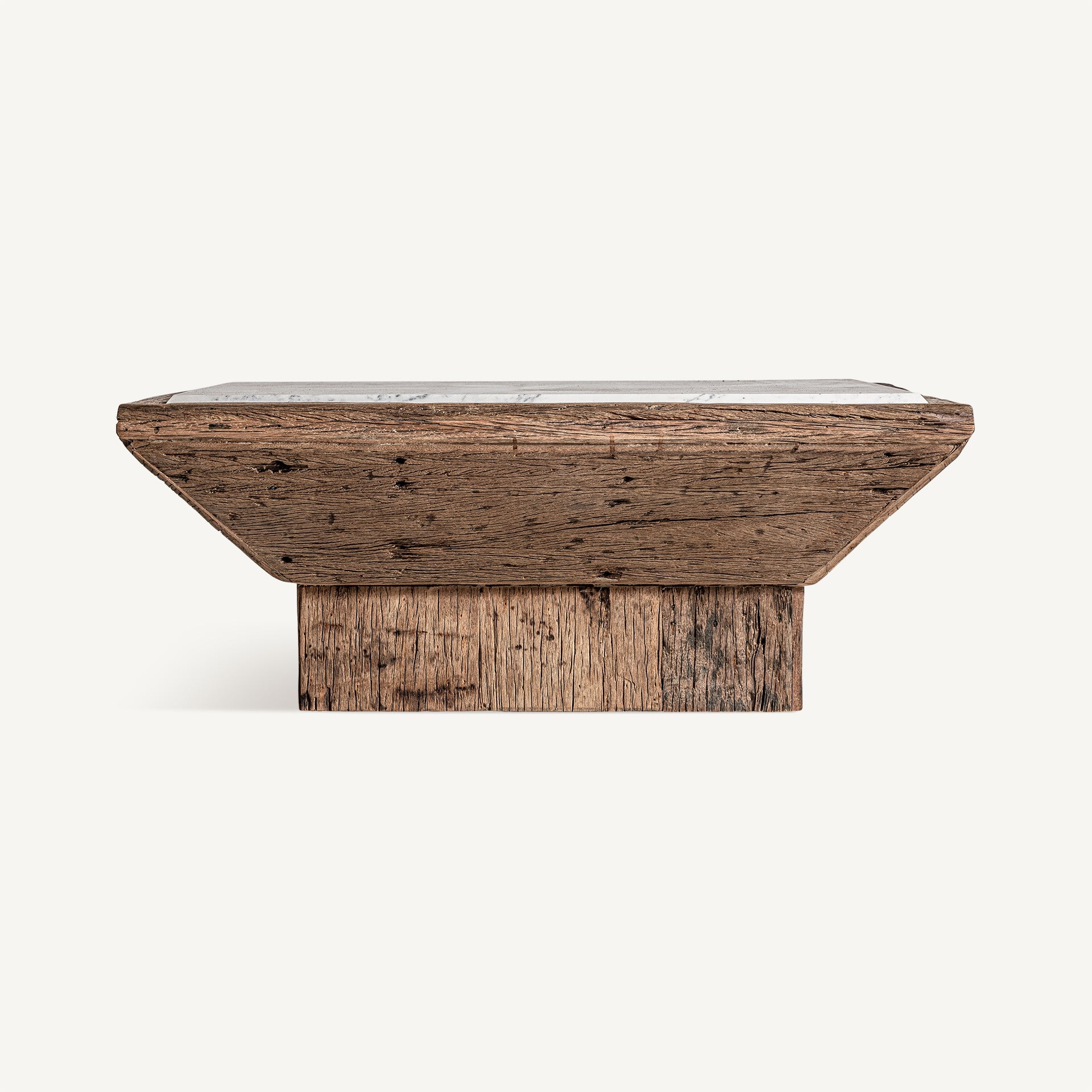 SAMSUN Coffee Table Recycled Wood with Marble Top