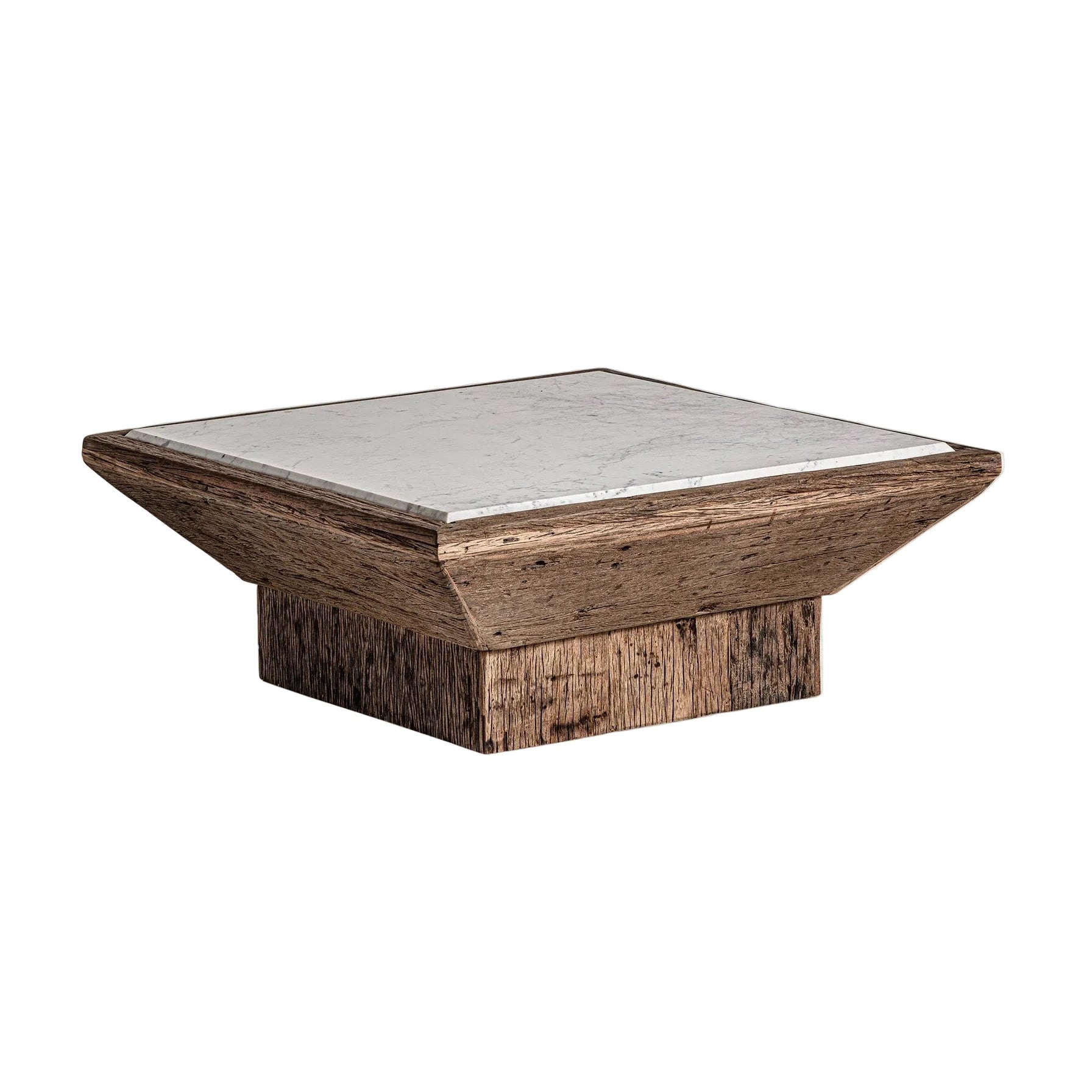 SAMSUN Coffee Table Recycled Wood with Marble Top