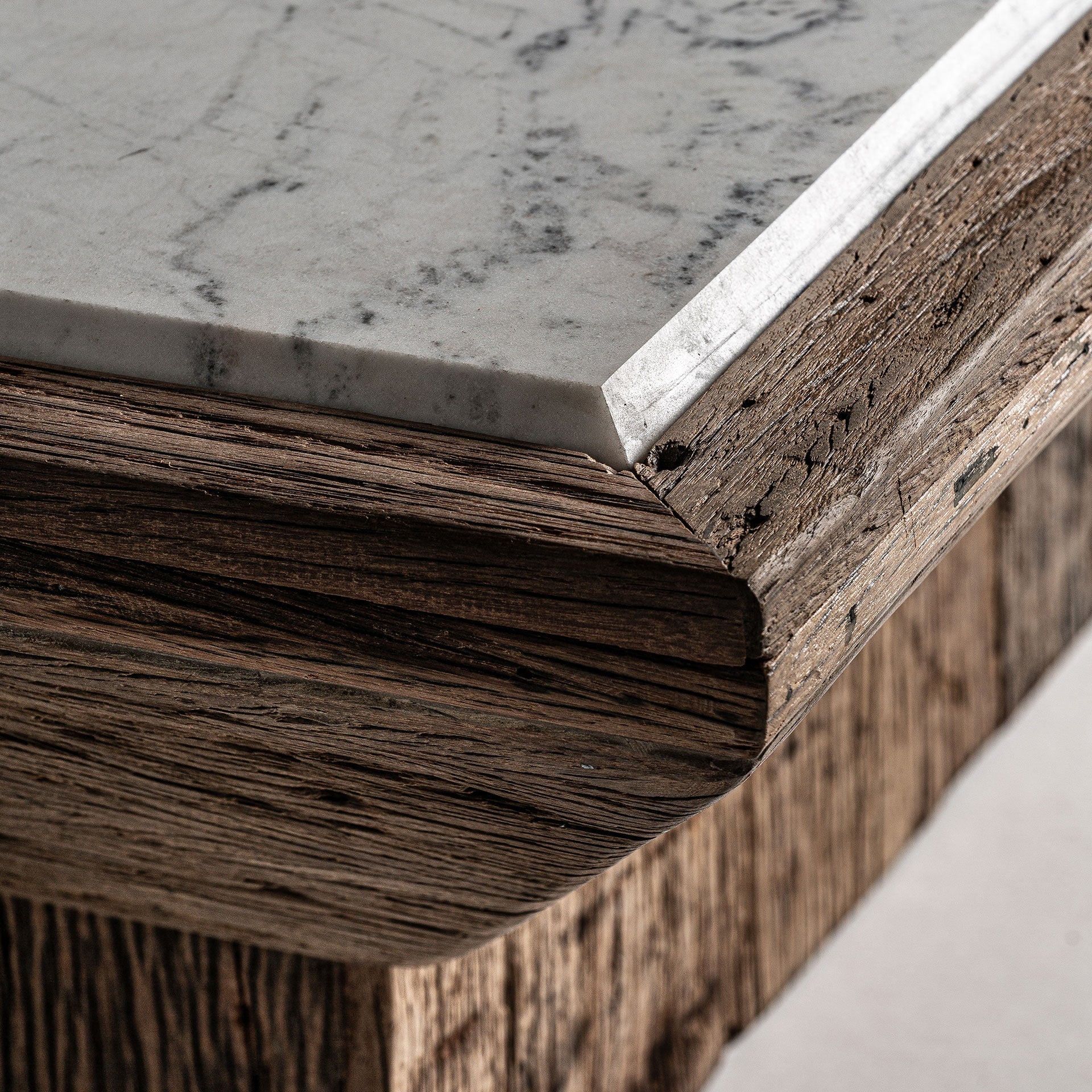 SAMSUN Coffee Table Recycled Wood with Marble Top