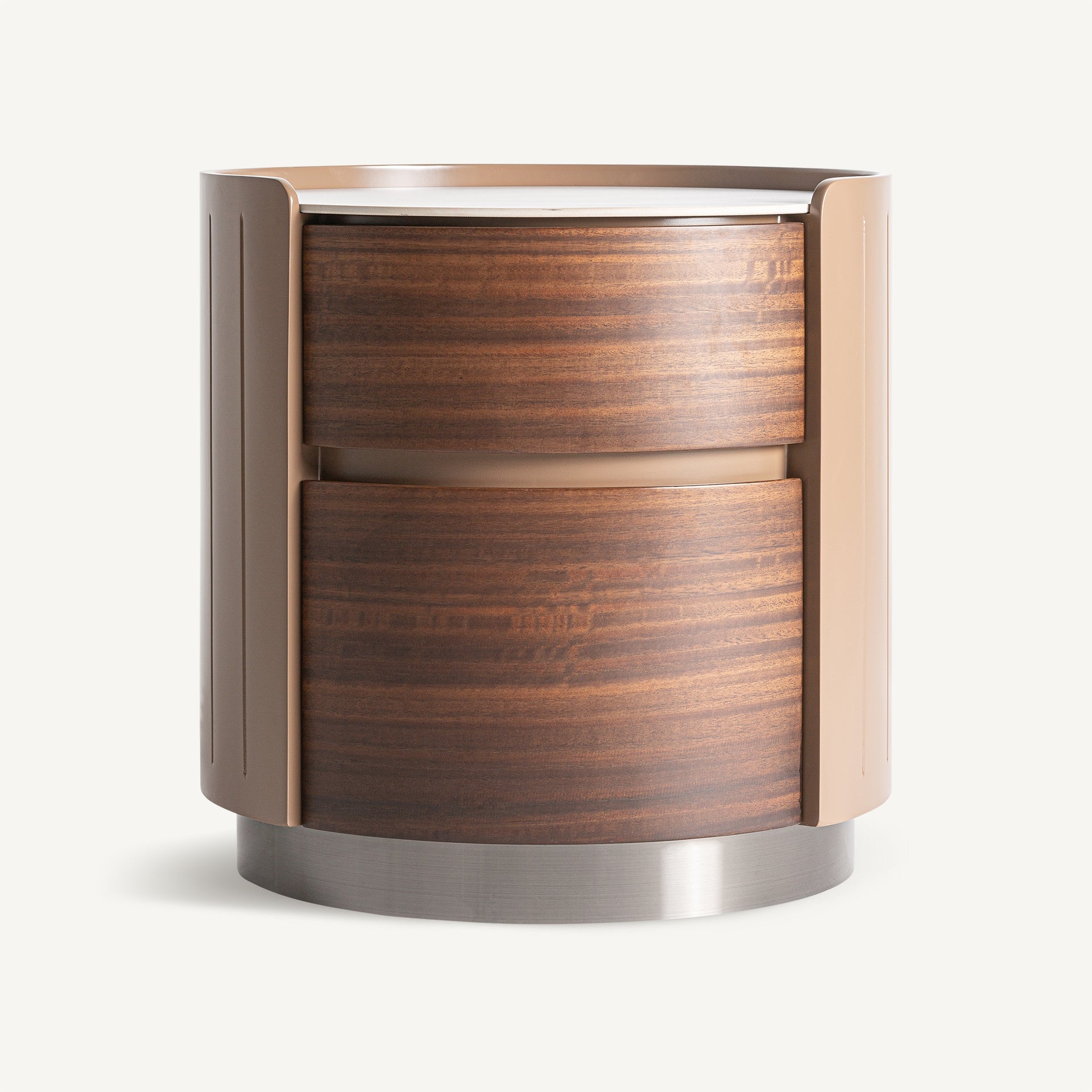 Nightstand with Drawers GISWIL Eucalyptus Veneer with Beige Finish