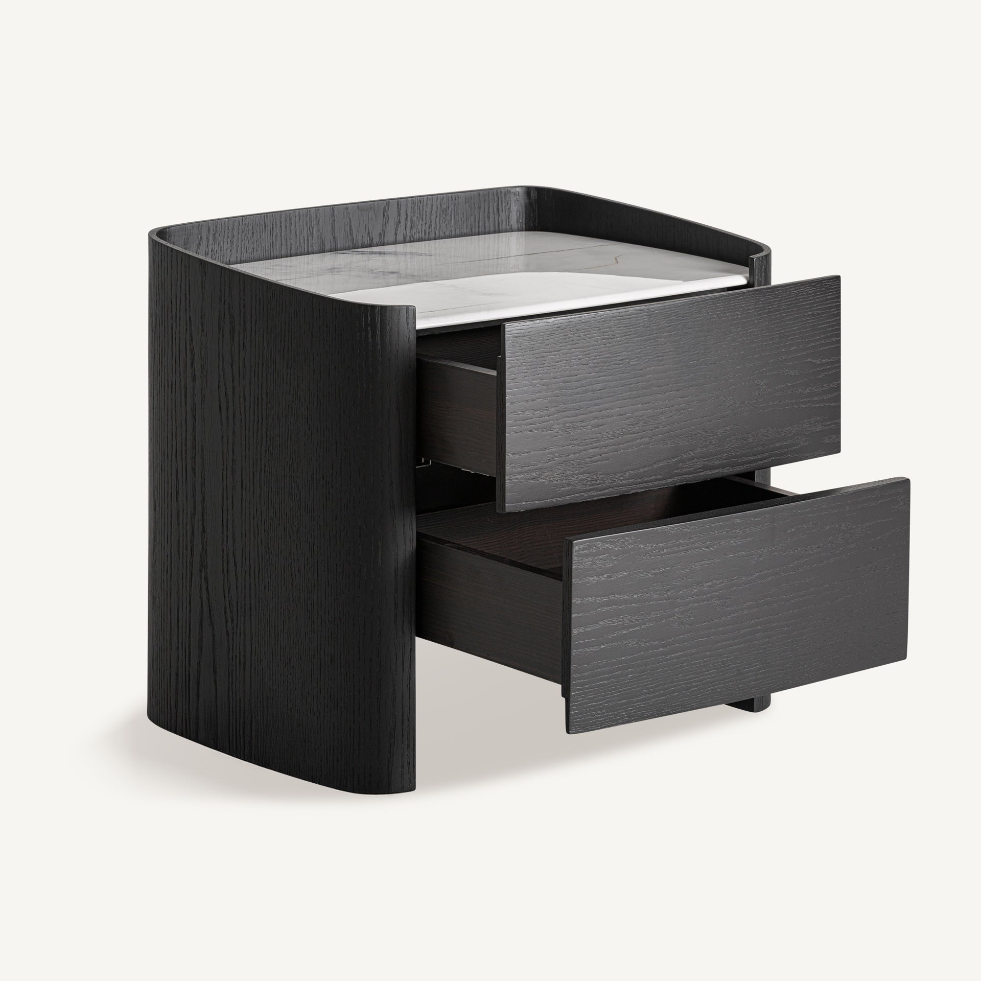 HAESA Nightstand Black Oak Veneer with White Top