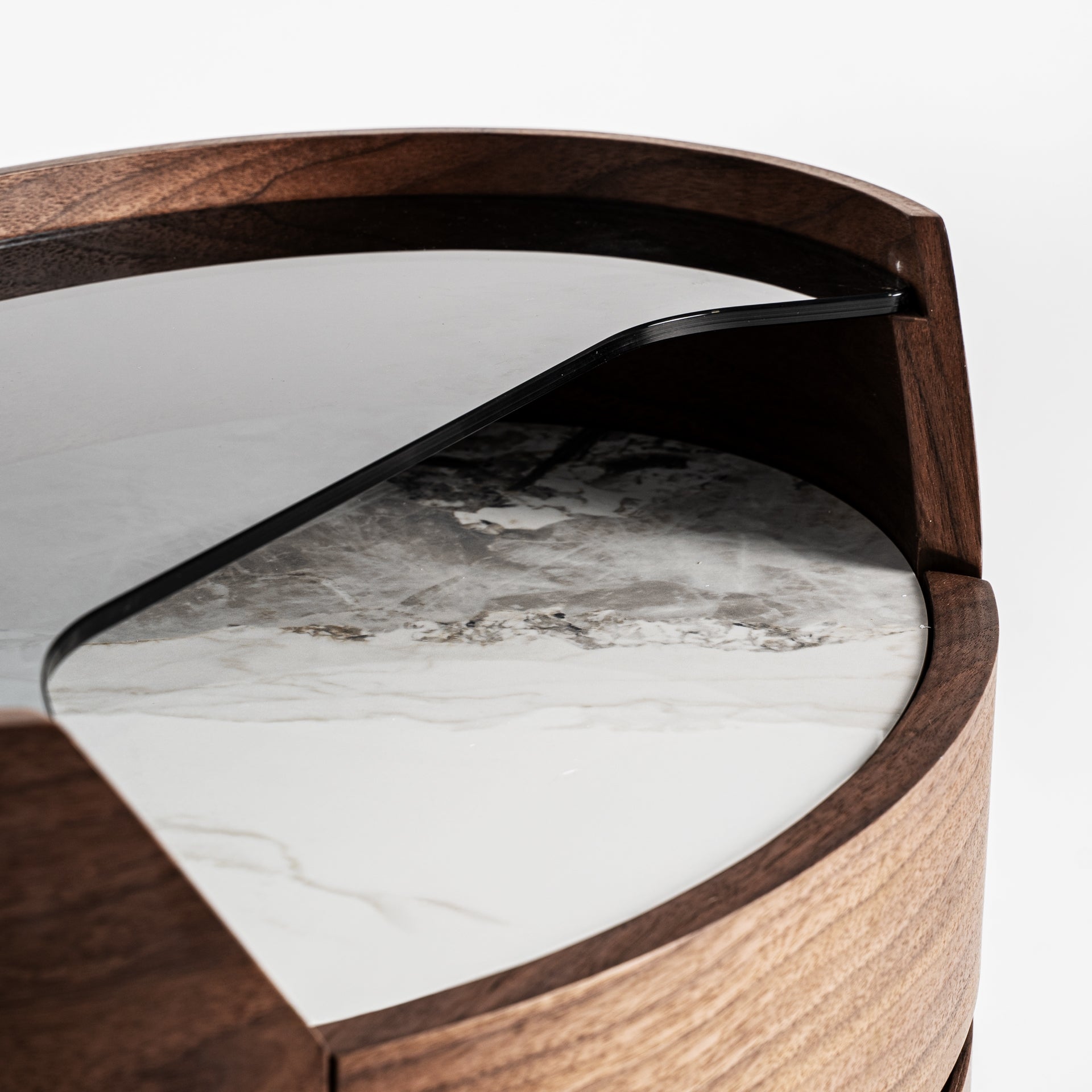 LECCO Nightstand with Wooden Frame and Glass Top