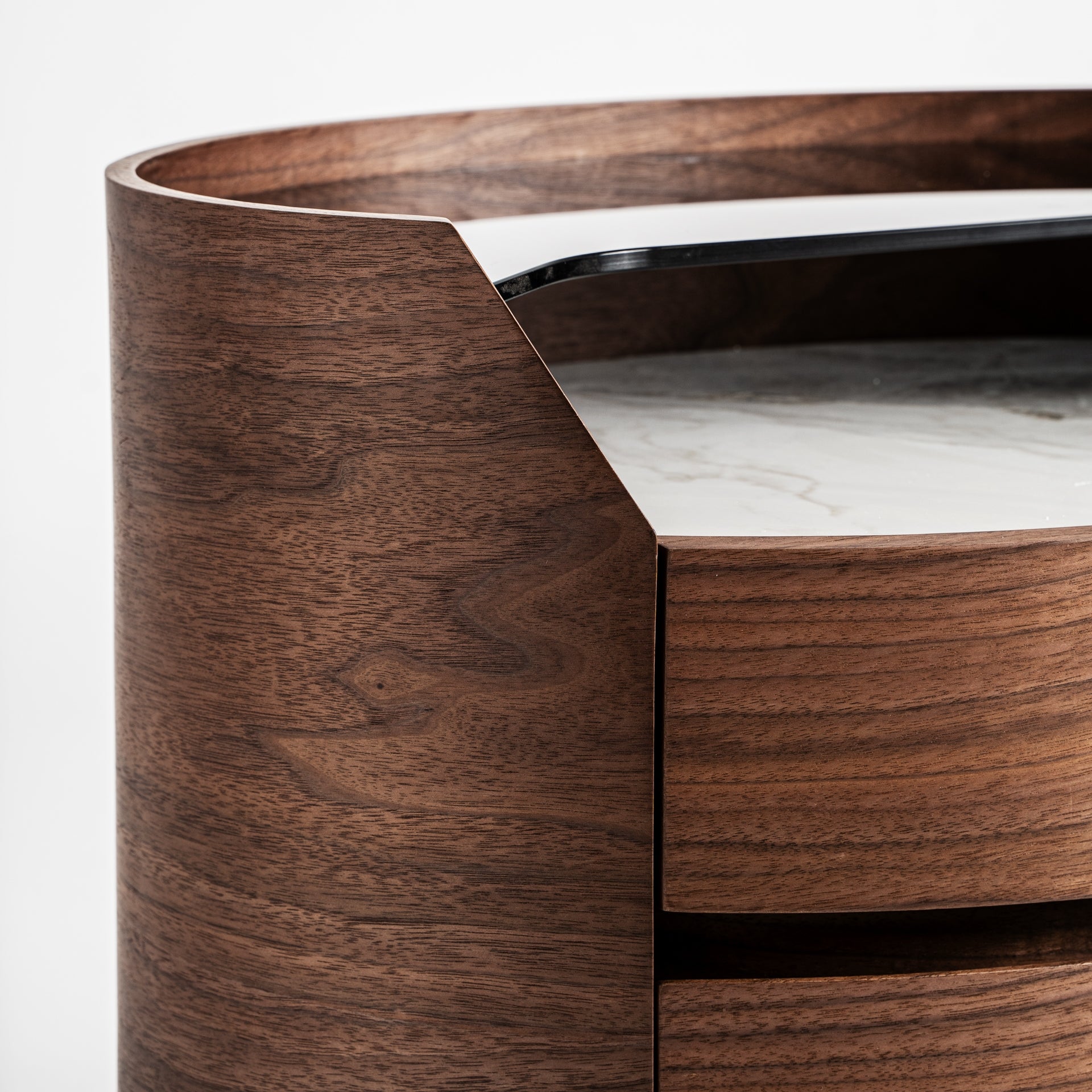 LECCO Nightstand with Wooden Frame and Glass Top