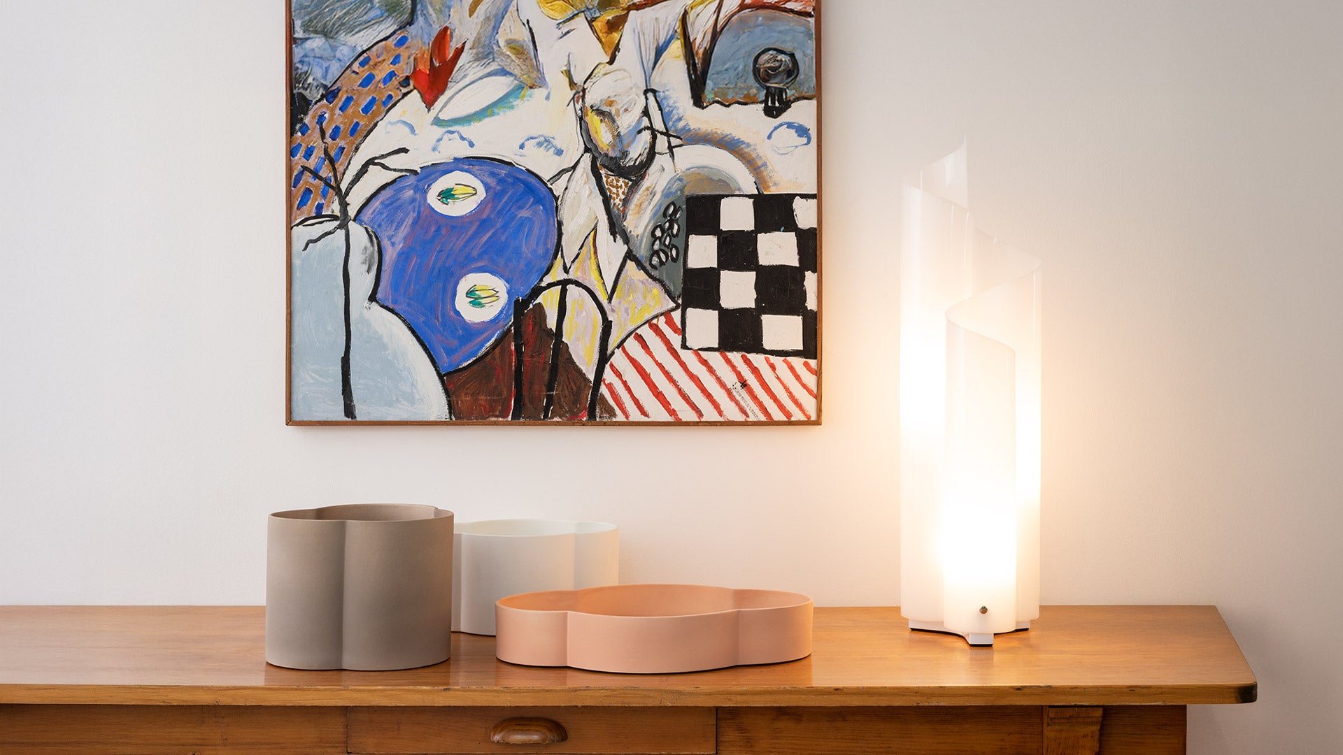 Stolná lampa MEZZACHIMERA biela