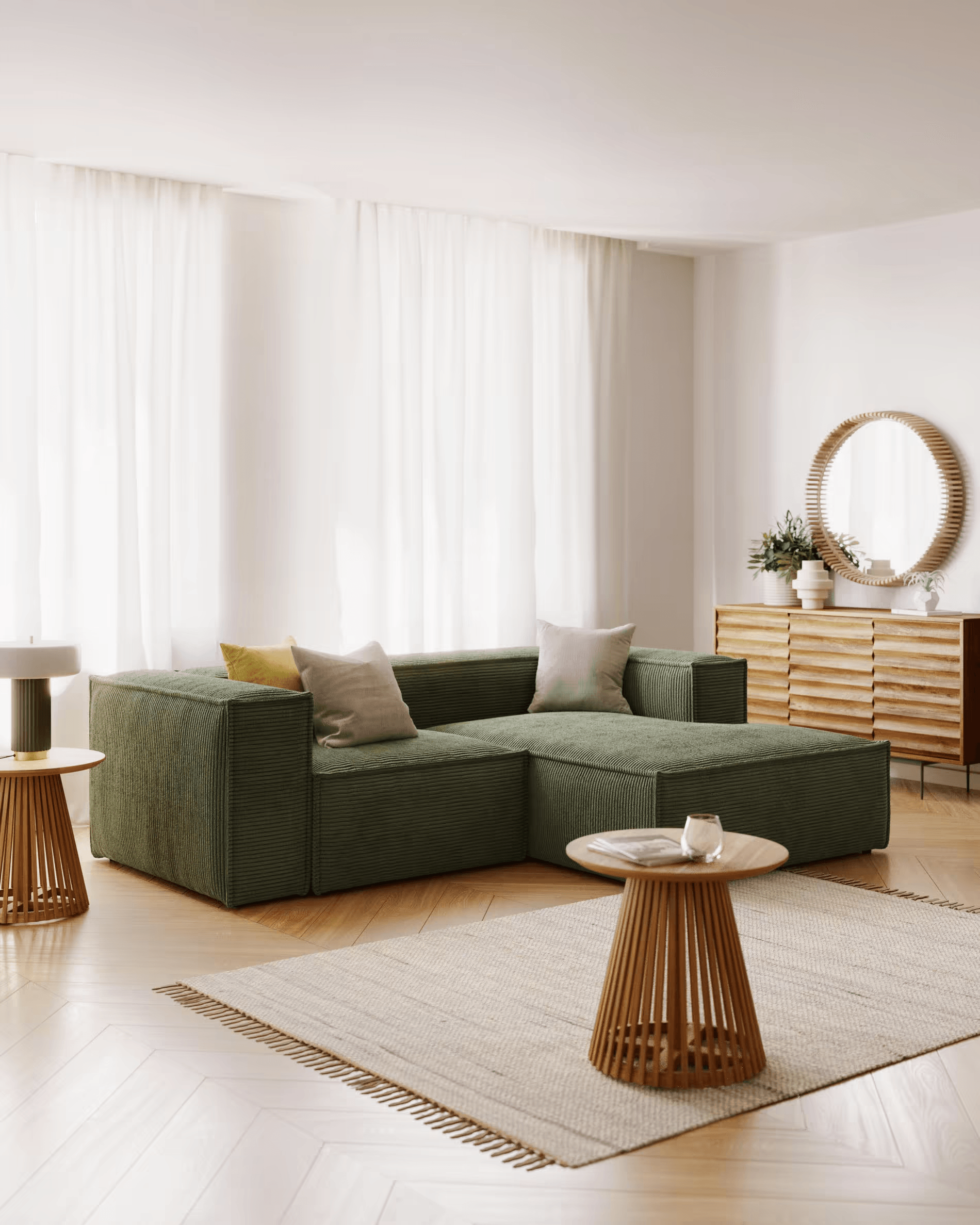 Narożnik 2-osobowy BLOK zielony sztruks La Forma Eye on Design