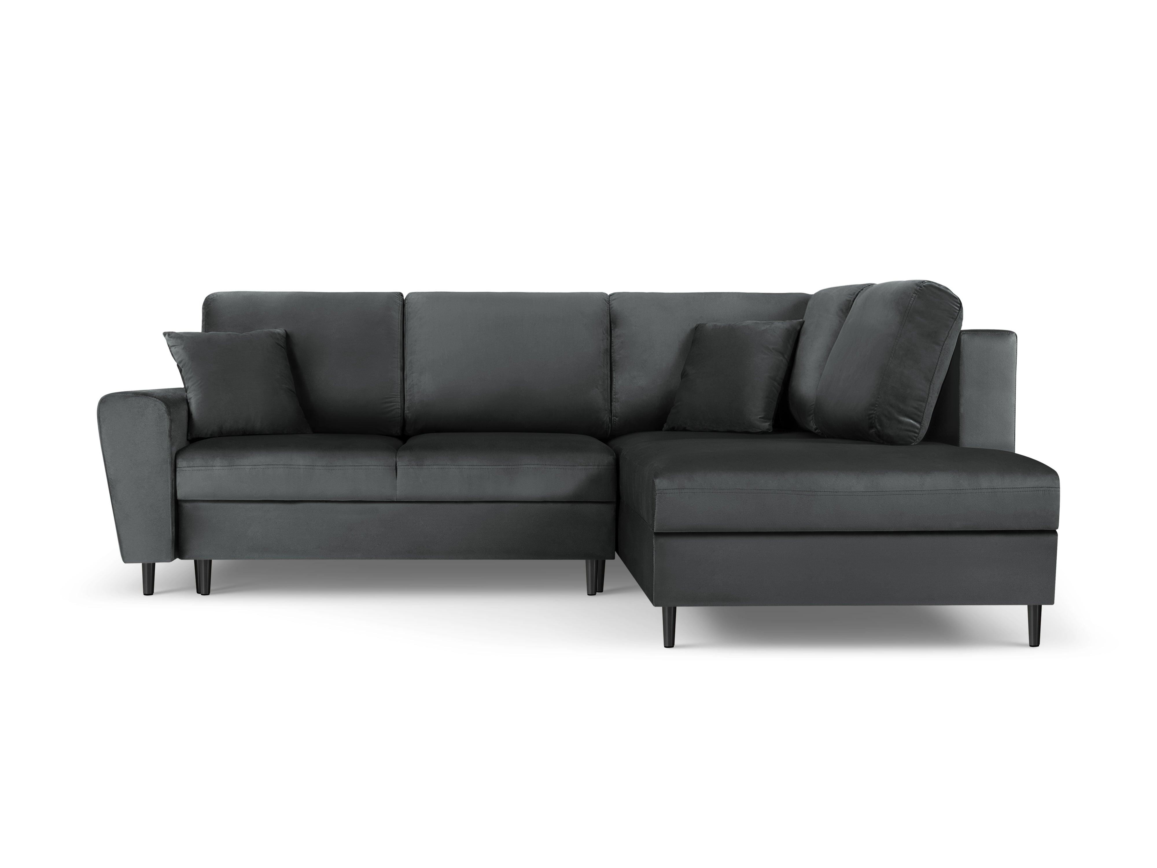 Narożnik 5-osobowy prawostronny z funkcją spania KYOTO ciemnoszary z czarną podstawą Cosmopolitan Design Eye on Design