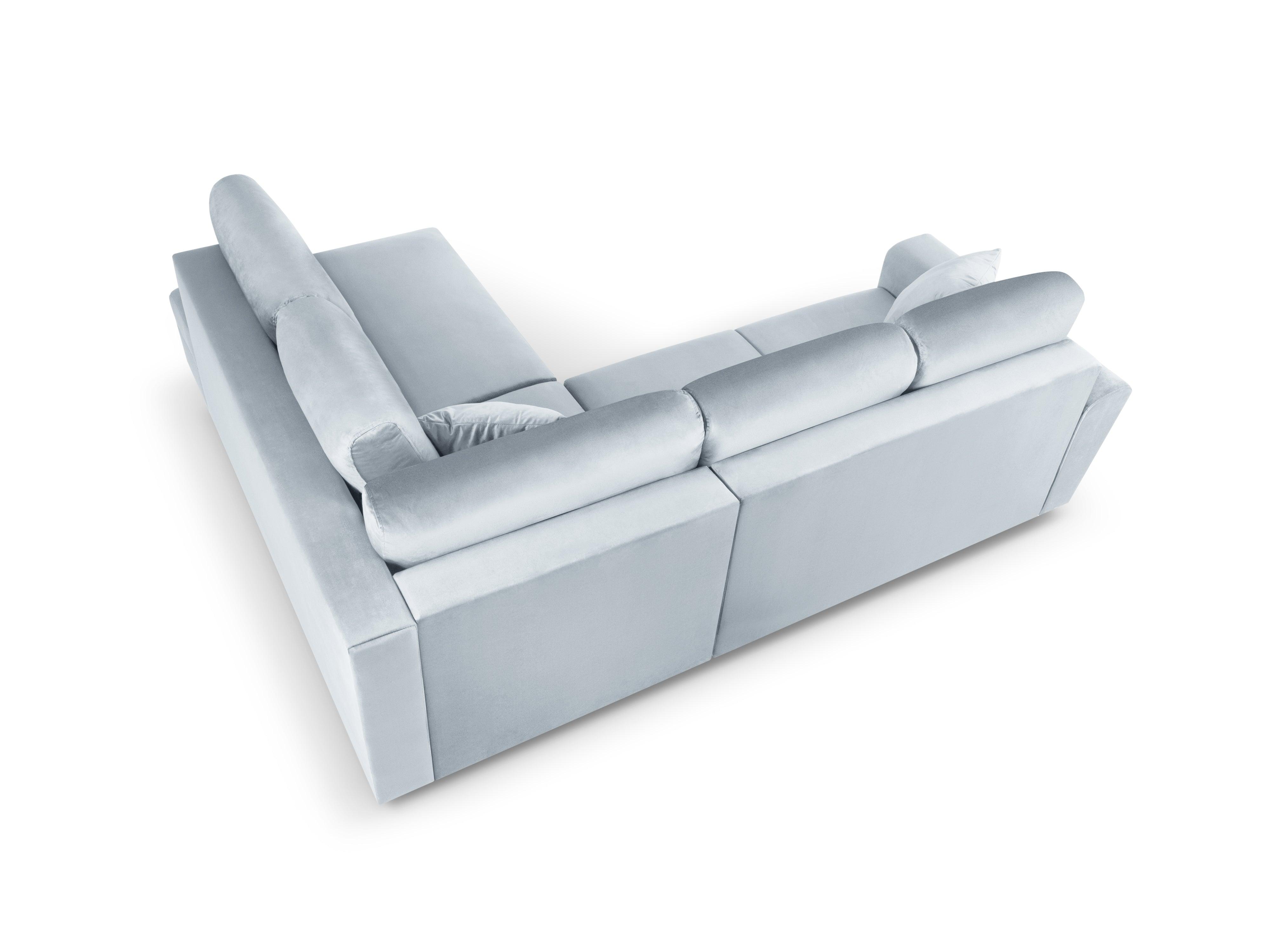 Narożnik 5-osobowy prawostronny z funkcją spania KYOTO jasnoniebieski z czarną podstawą Cosmopolitan Design Eye on Design