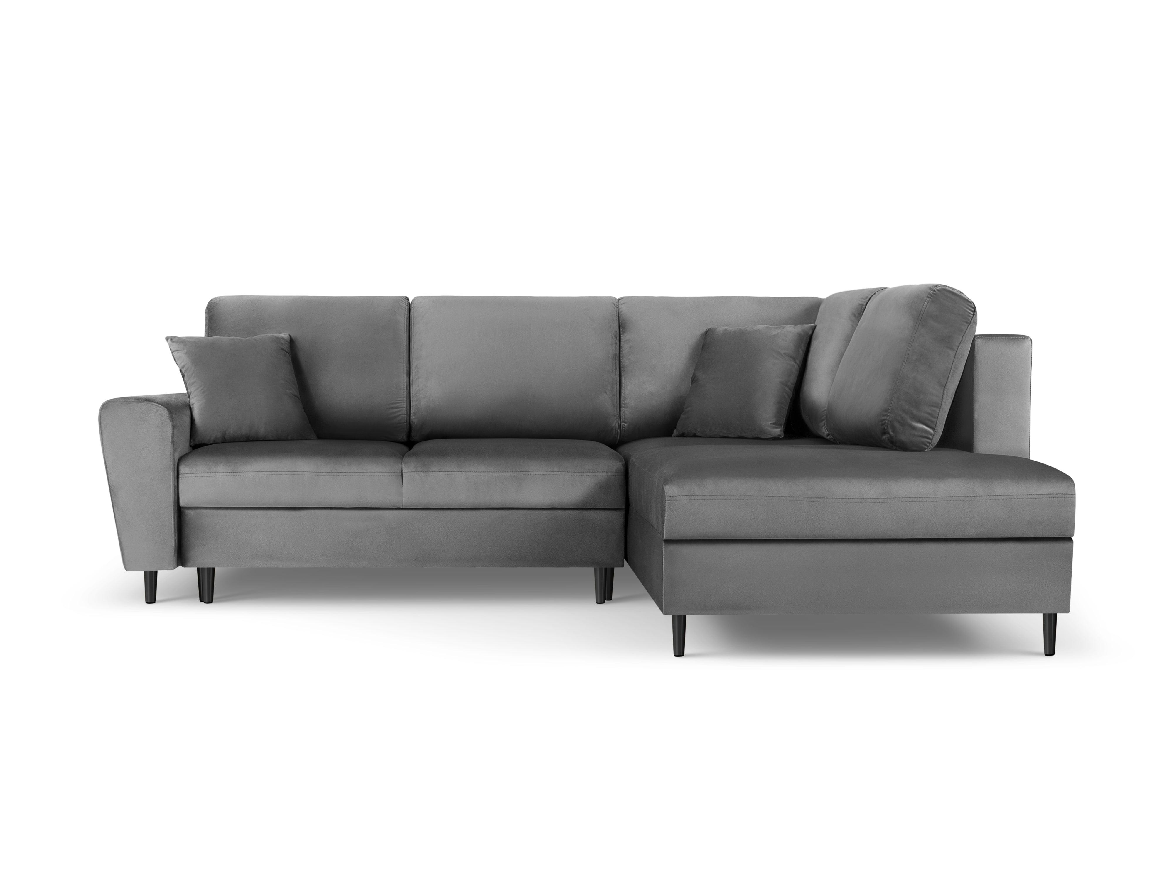 Narożnik 5-osobowy prawostronny z funkcją spania KYOTO jasnoszary z czarną podstawą Cosmopolitan Design Eye on Design