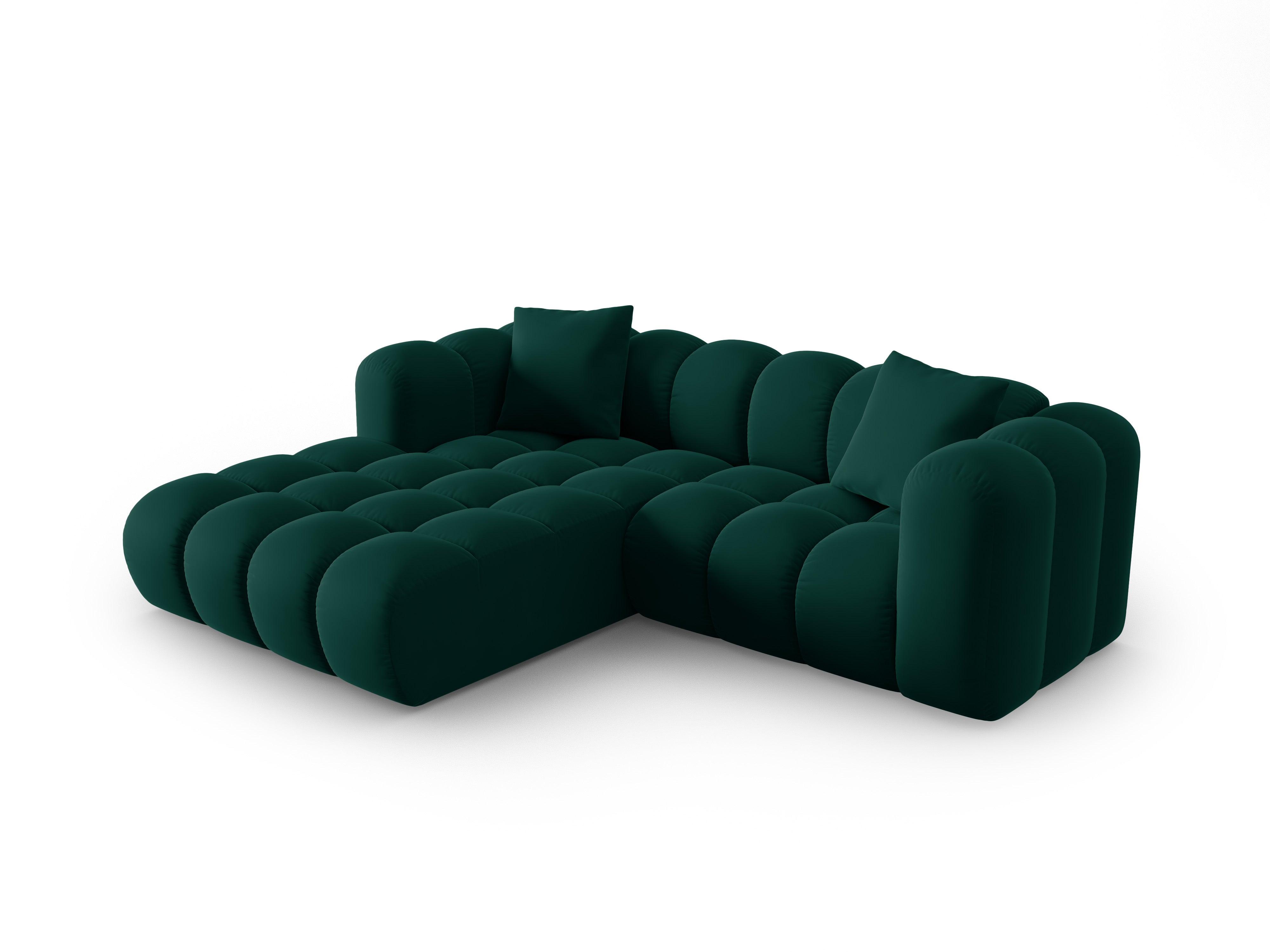 Narożnik aksamitny 3-osobowy lewostronny HALLEY butelkowa zieleń Windsor & Co Eye on Design