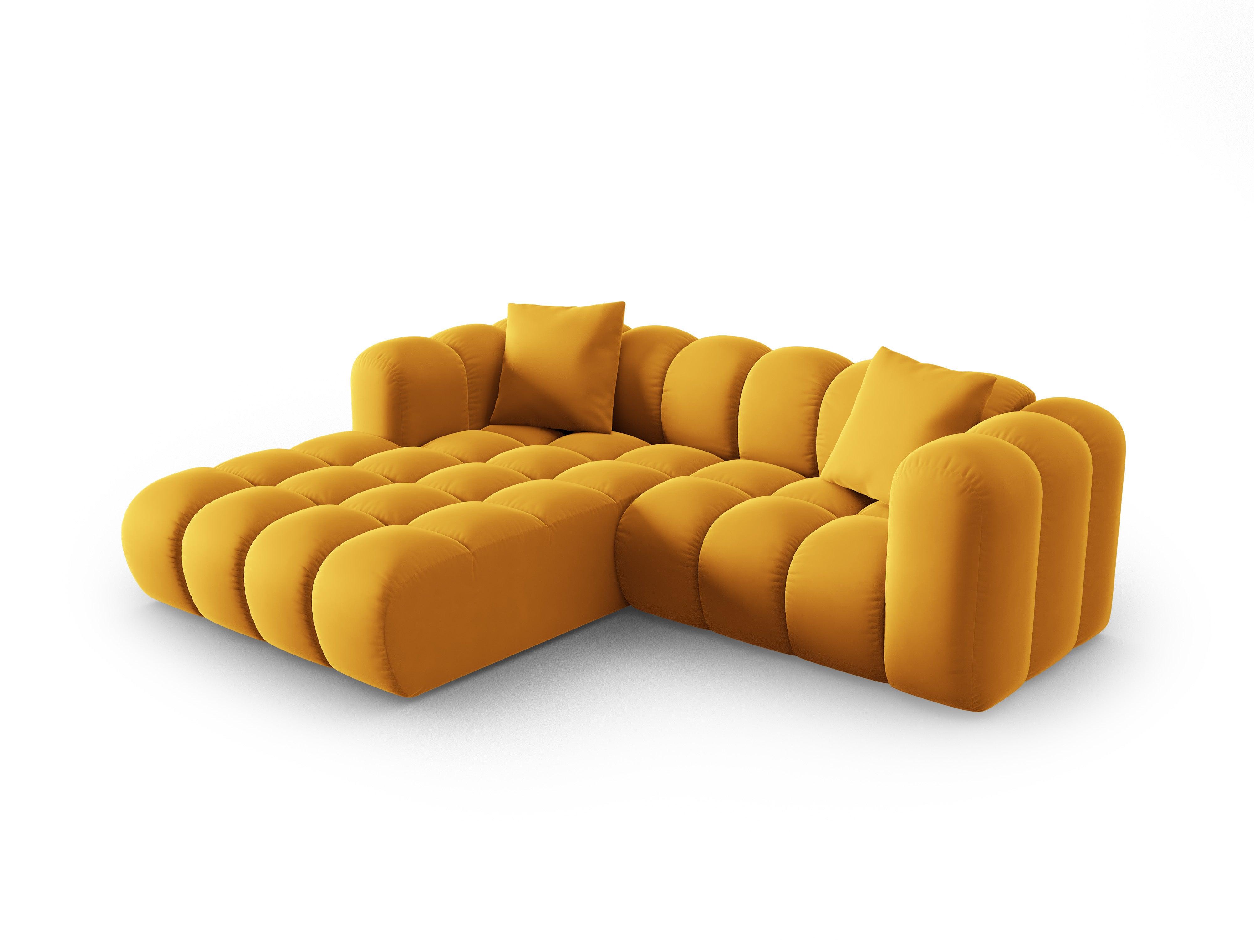 Narożnik aksamitny 3-osobowy lewostronny HALLEY żółty Windsor & Co Eye on Design