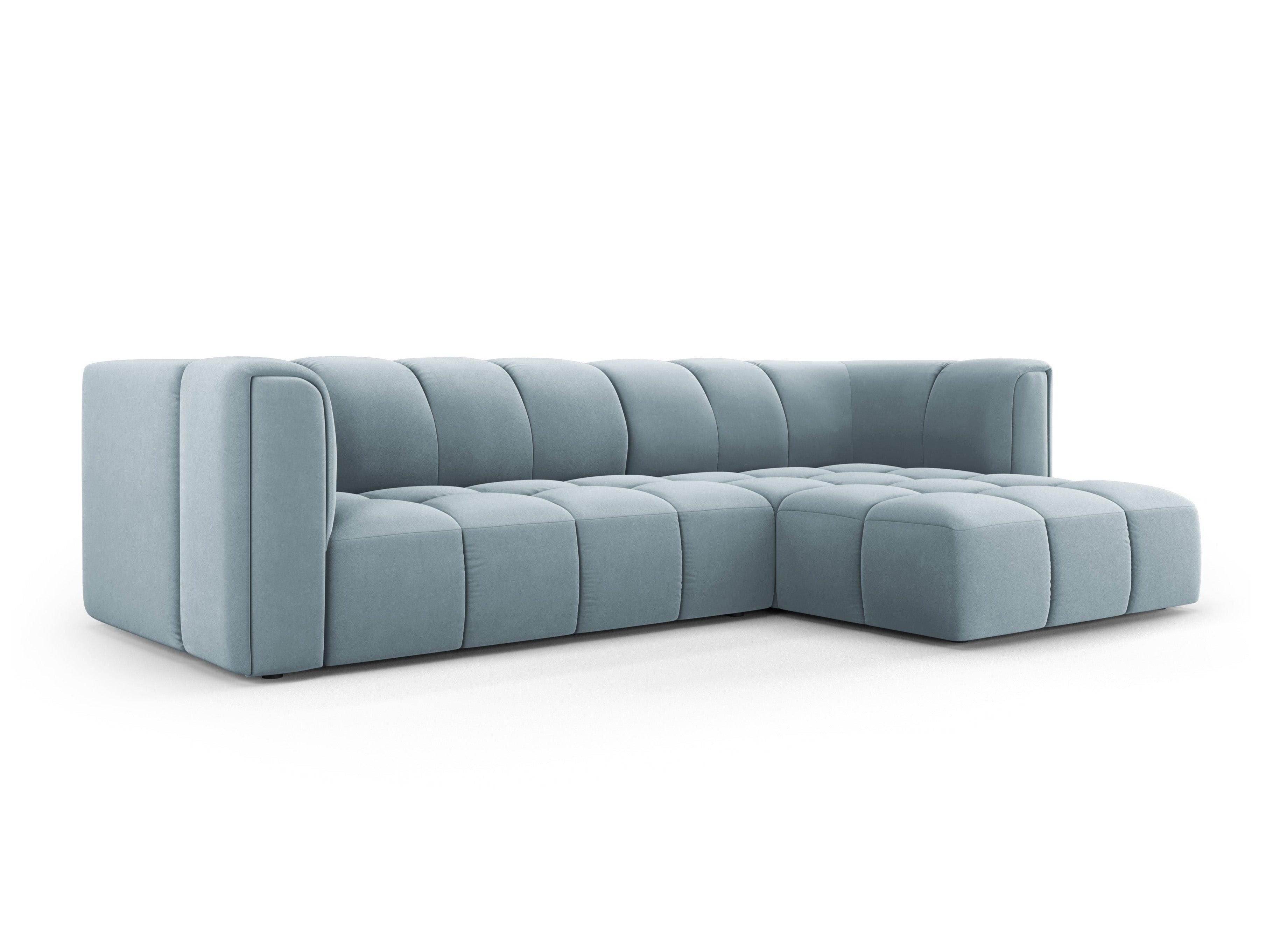 Narożnik aksamitny 3-osobowy prawostronny FRANCESCA jasnoniebieski Milo Casa Eye on Design