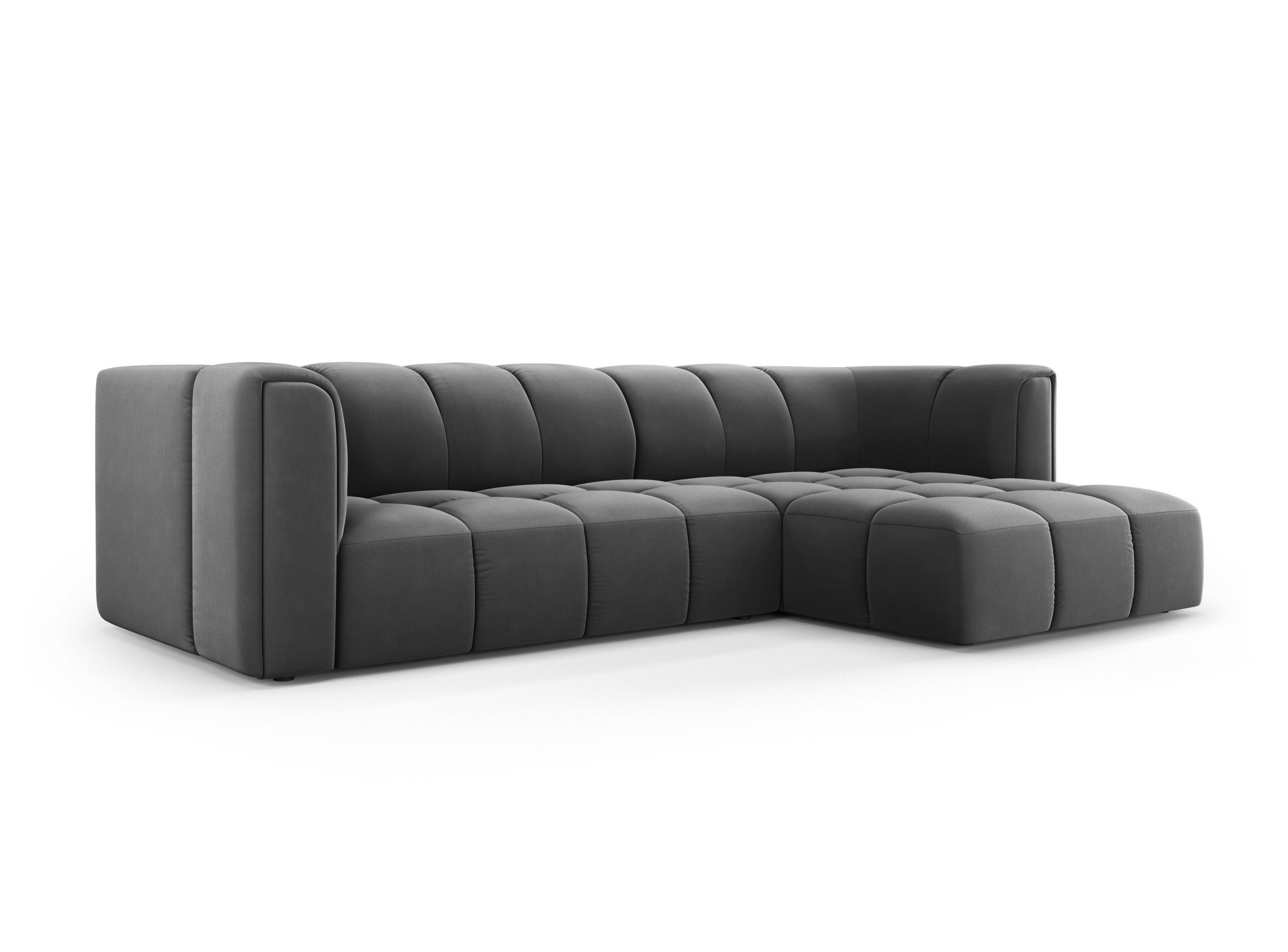 Narożnik aksamitny 3-osobowy prawostronny FRANCESCA szary Milo Casa Eye on Design