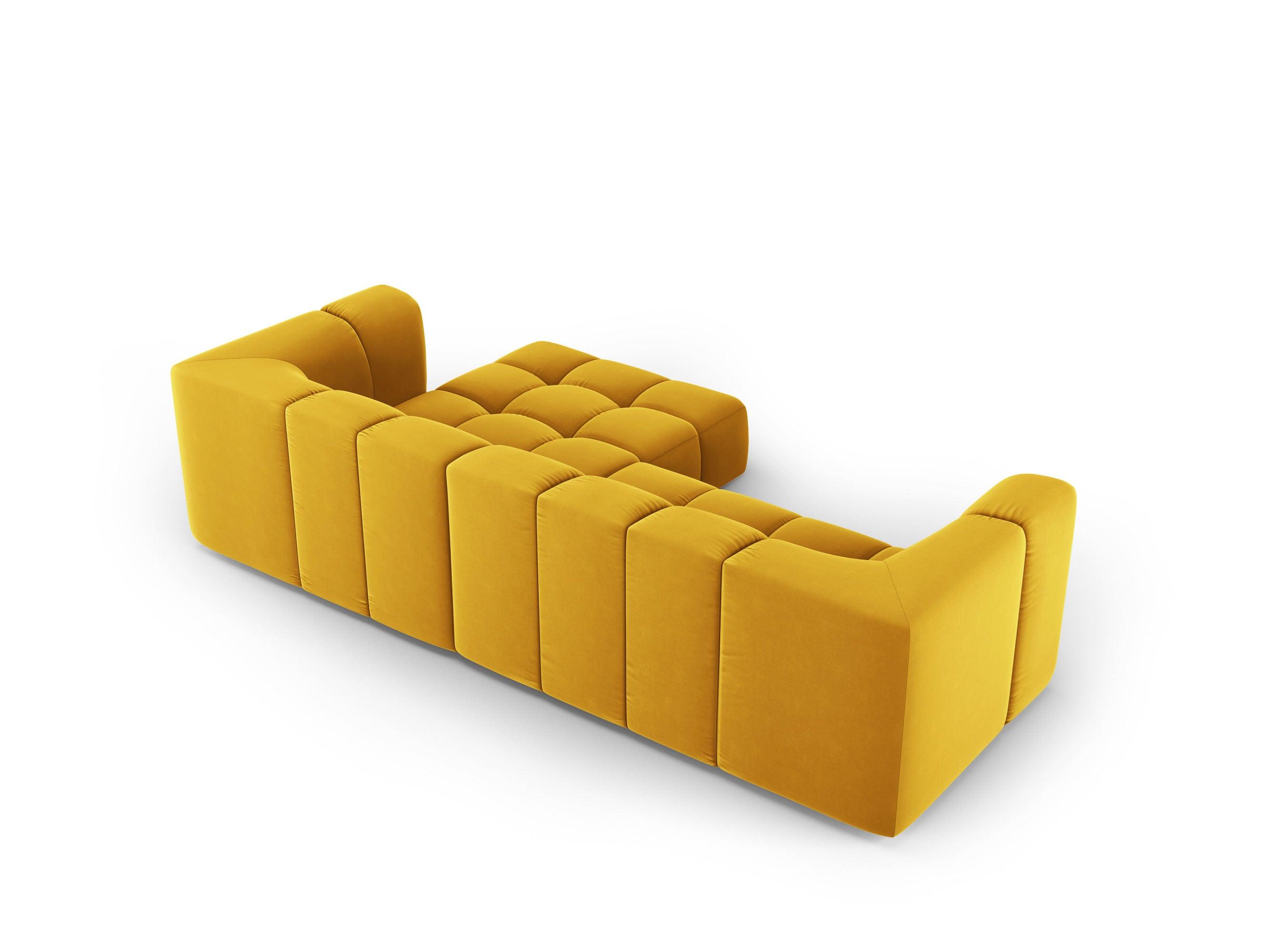 Narożnik aksamitny 3-osobowy prawostronny FRANCESCA żółty Milo Casa Eye on Design