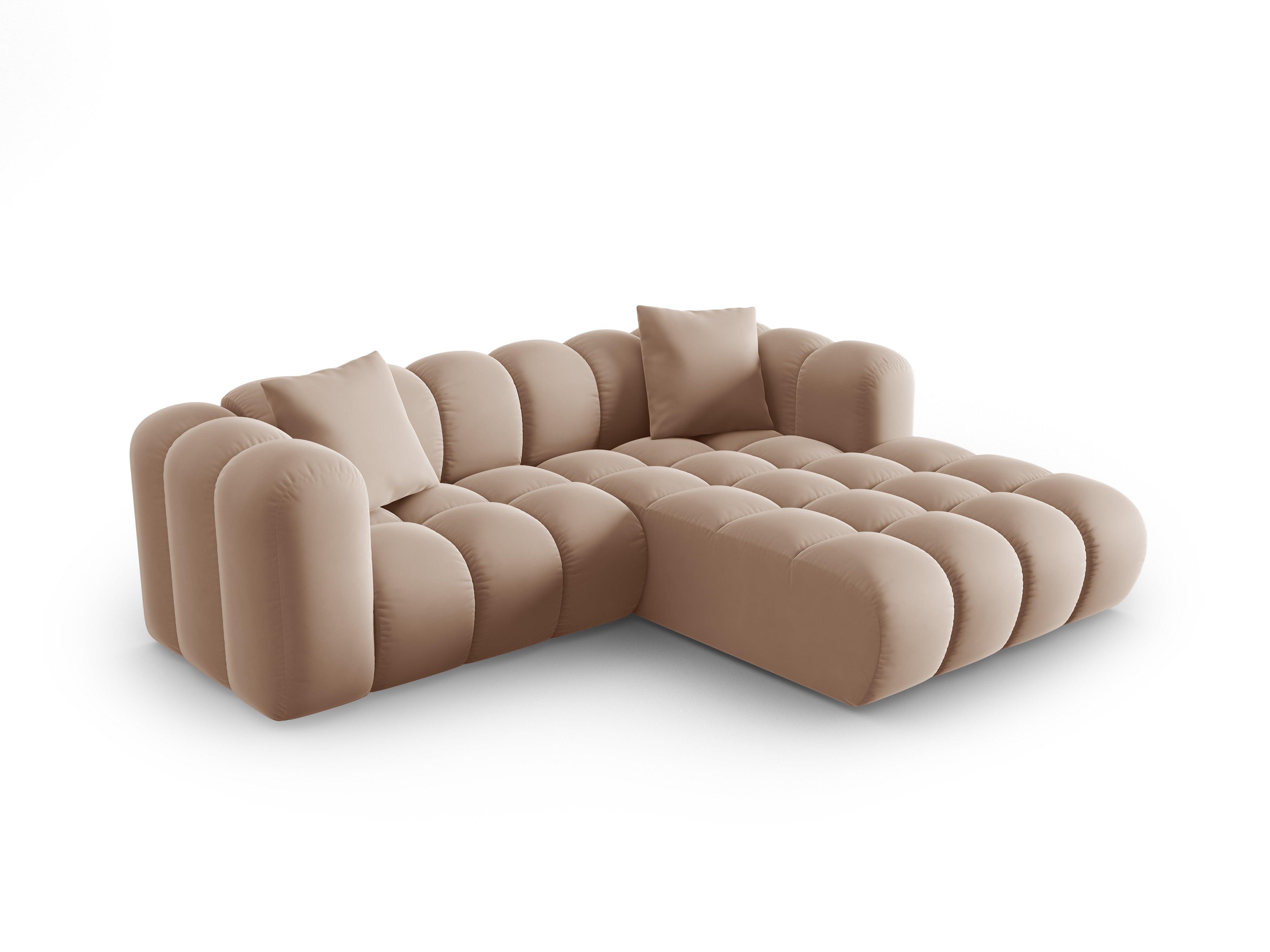 Narożnik aksamitny 3-osobowy prawostronny HALLEY beżowy Windsor & Co Eye on Design