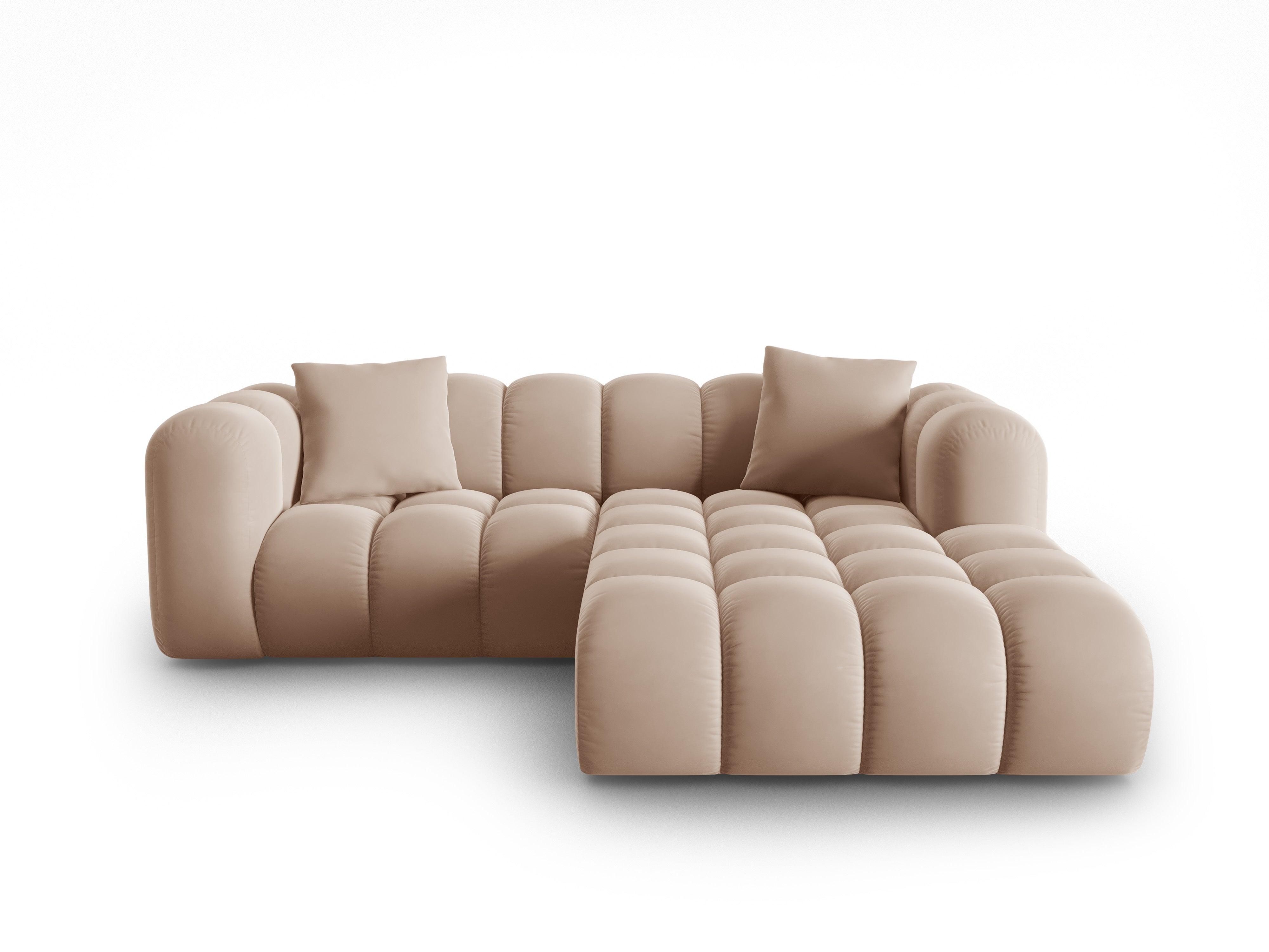 Narożnik aksamitny 3-osobowy prawostronny HALLEY beżowy Windsor & Co Eye on Design