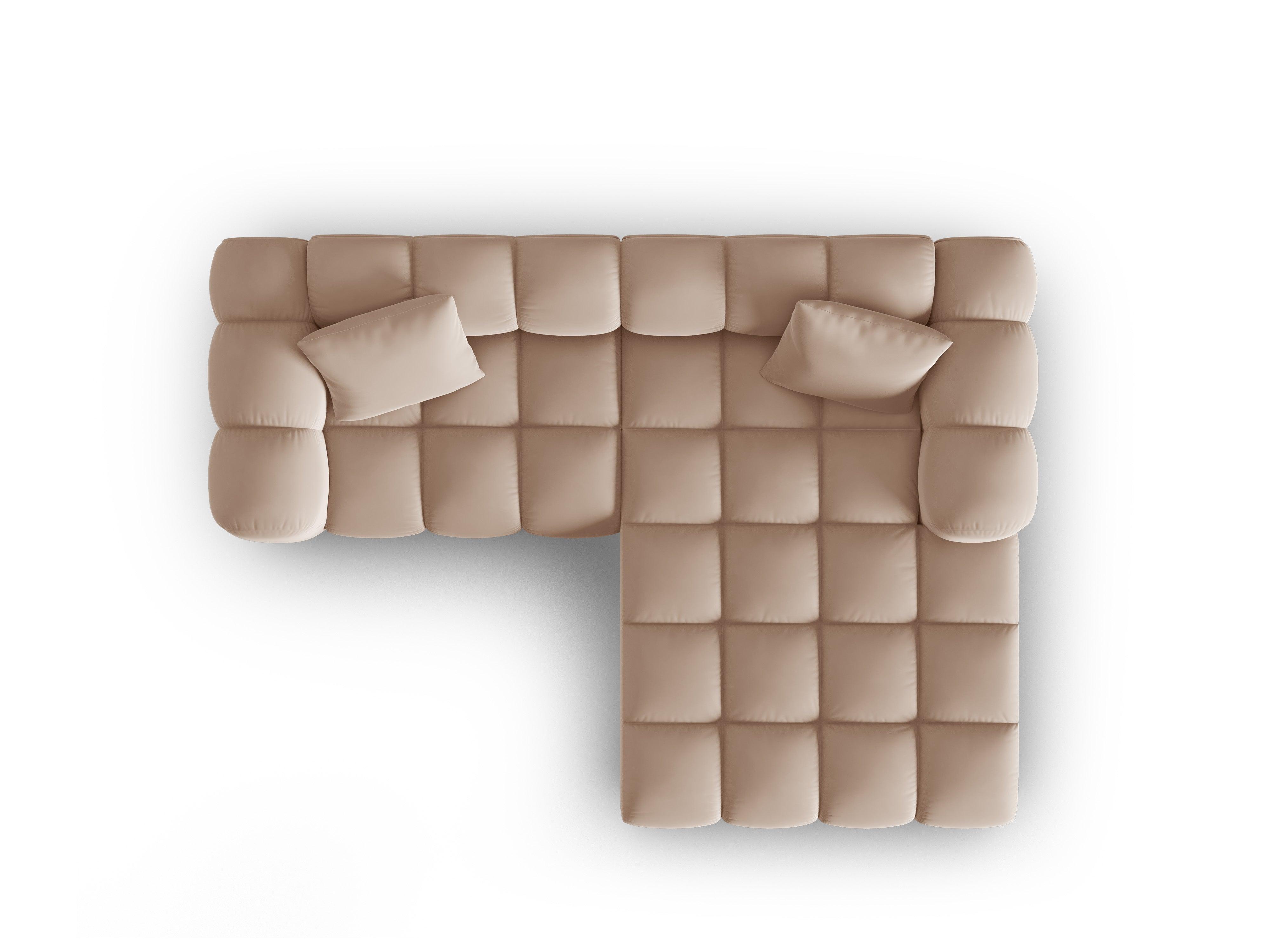 Narożnik aksamitny 3-osobowy prawostronny HALLEY beżowy Windsor & Co Eye on Design