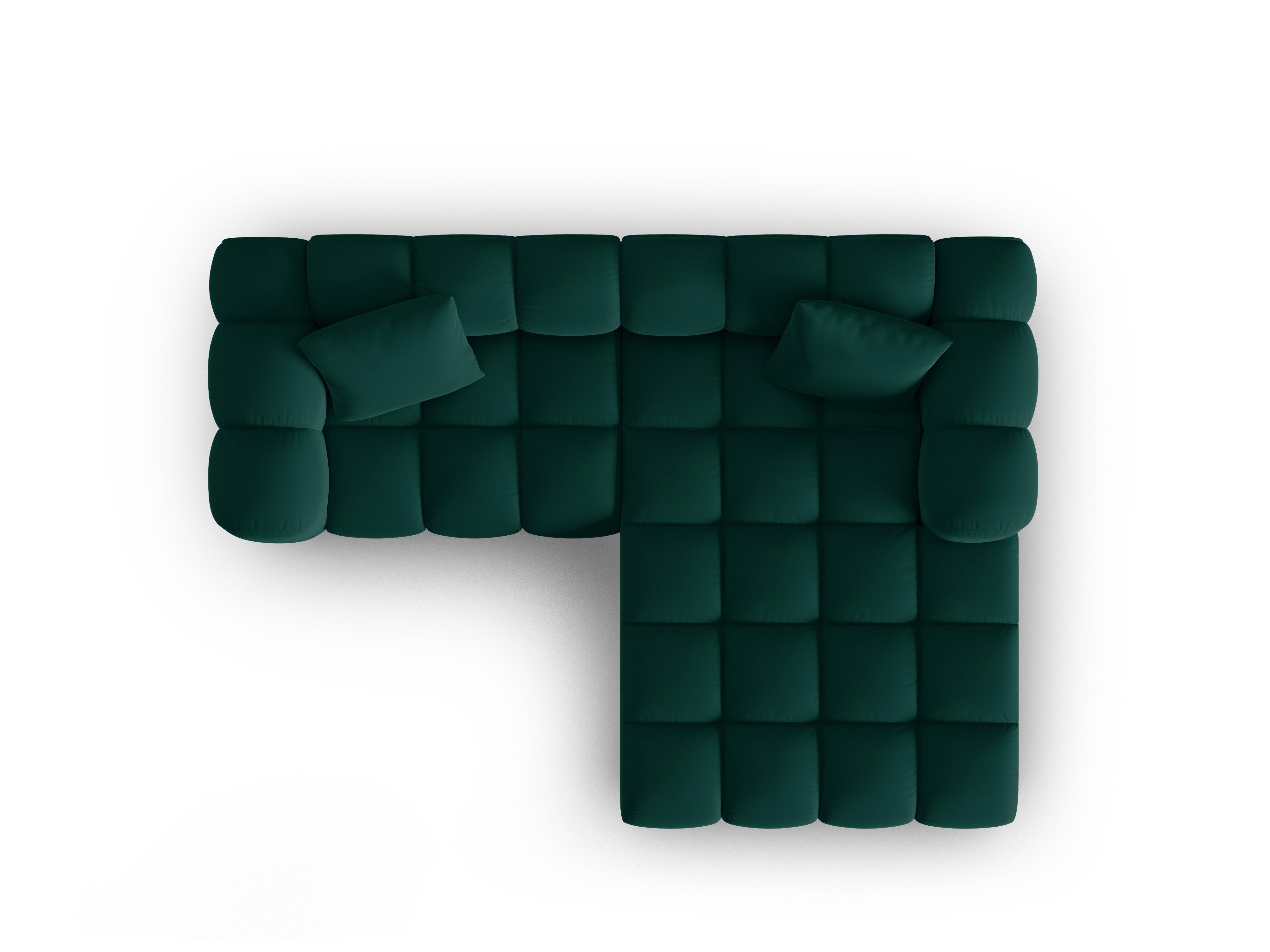 Narożnik aksamitny 3-osobowy prawostronny HALLEY butelkowa zieleń Windsor & Co Eye on Design