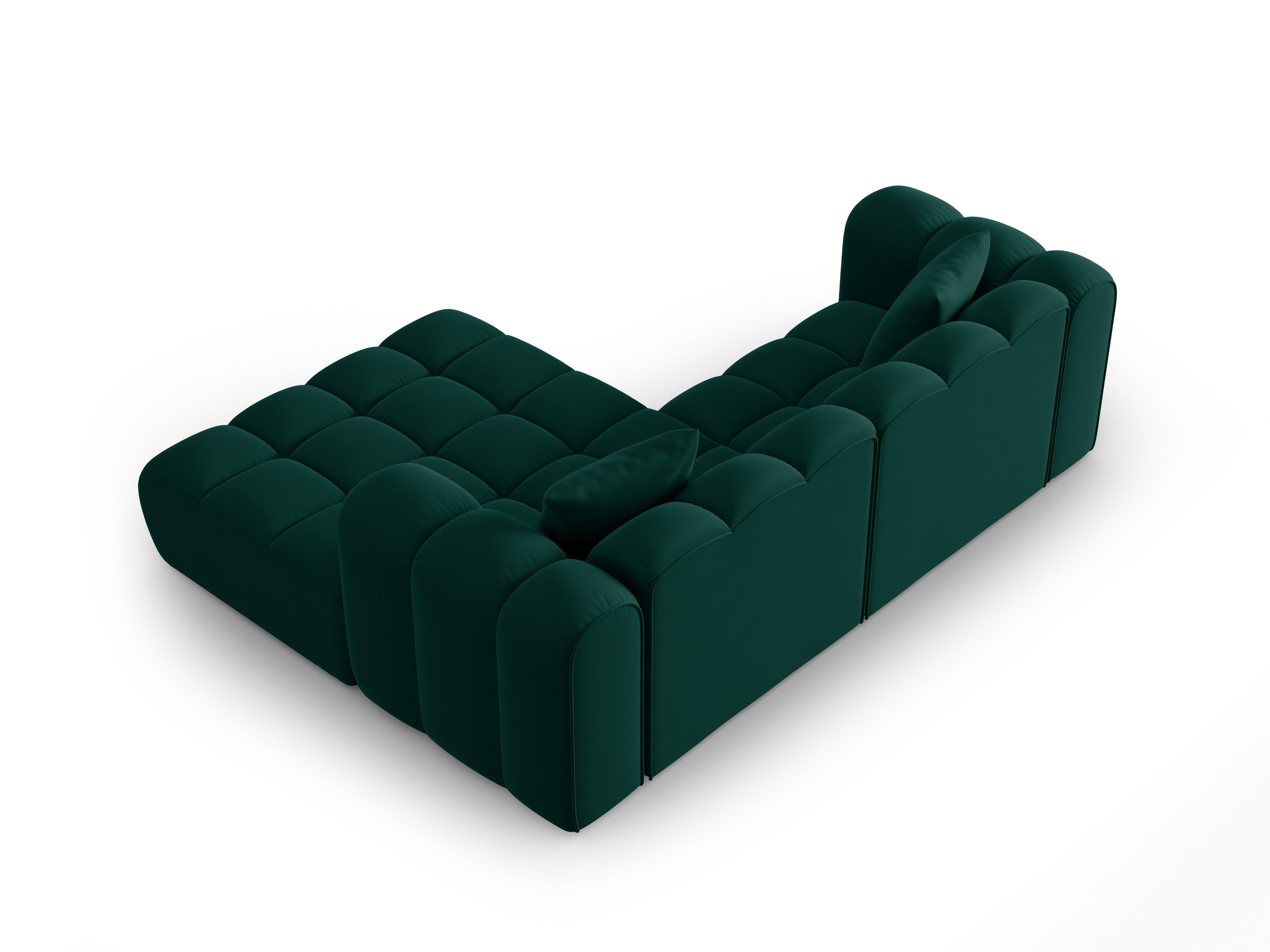 Narożnik aksamitny 3-osobowy prawostronny HALLEY butelkowa zieleń Windsor & Co Eye on Design