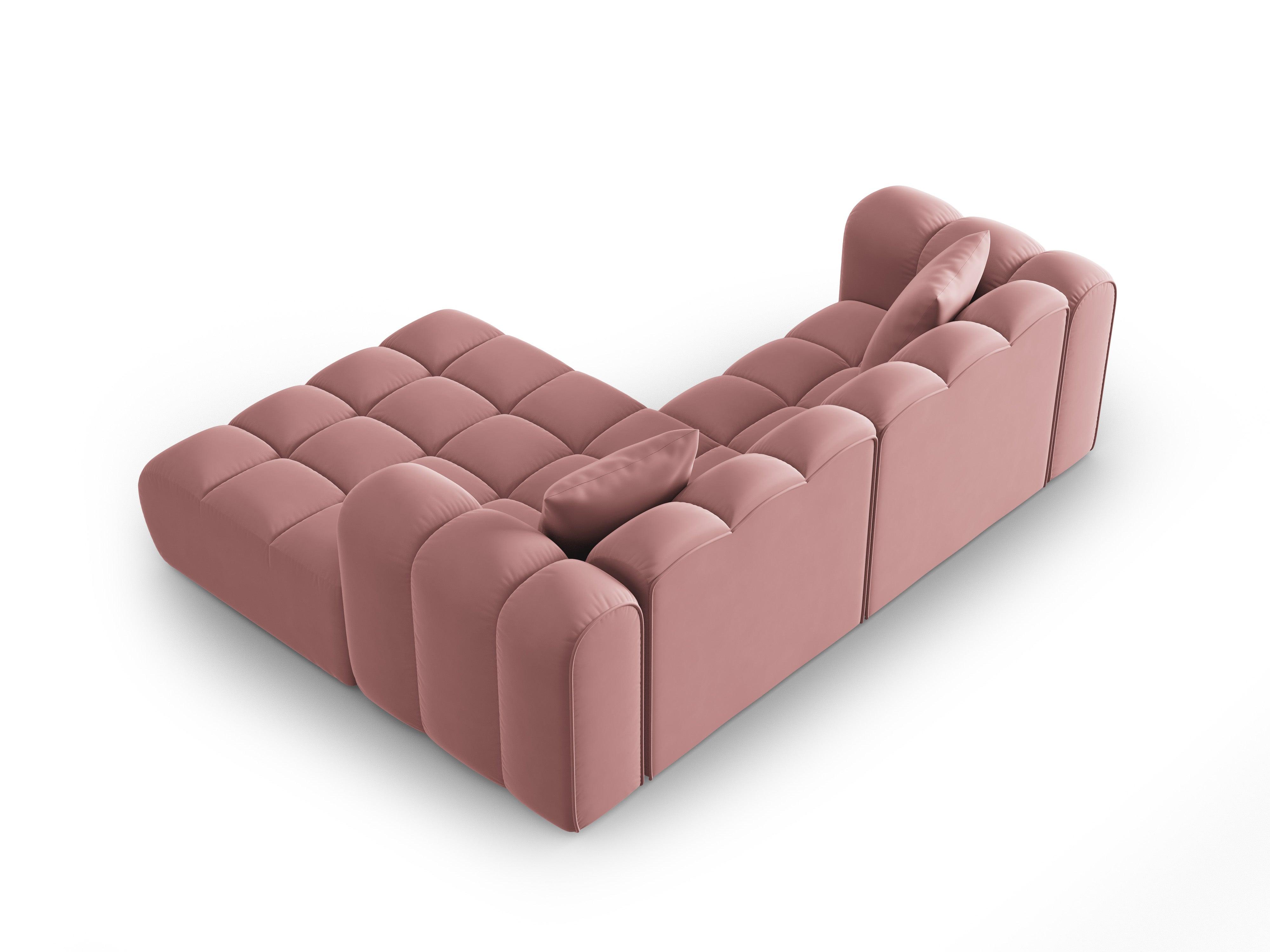 Narożnik aksamitny 3-osobowy prawostronny HALLEY różowy Windsor & Co Eye on Design