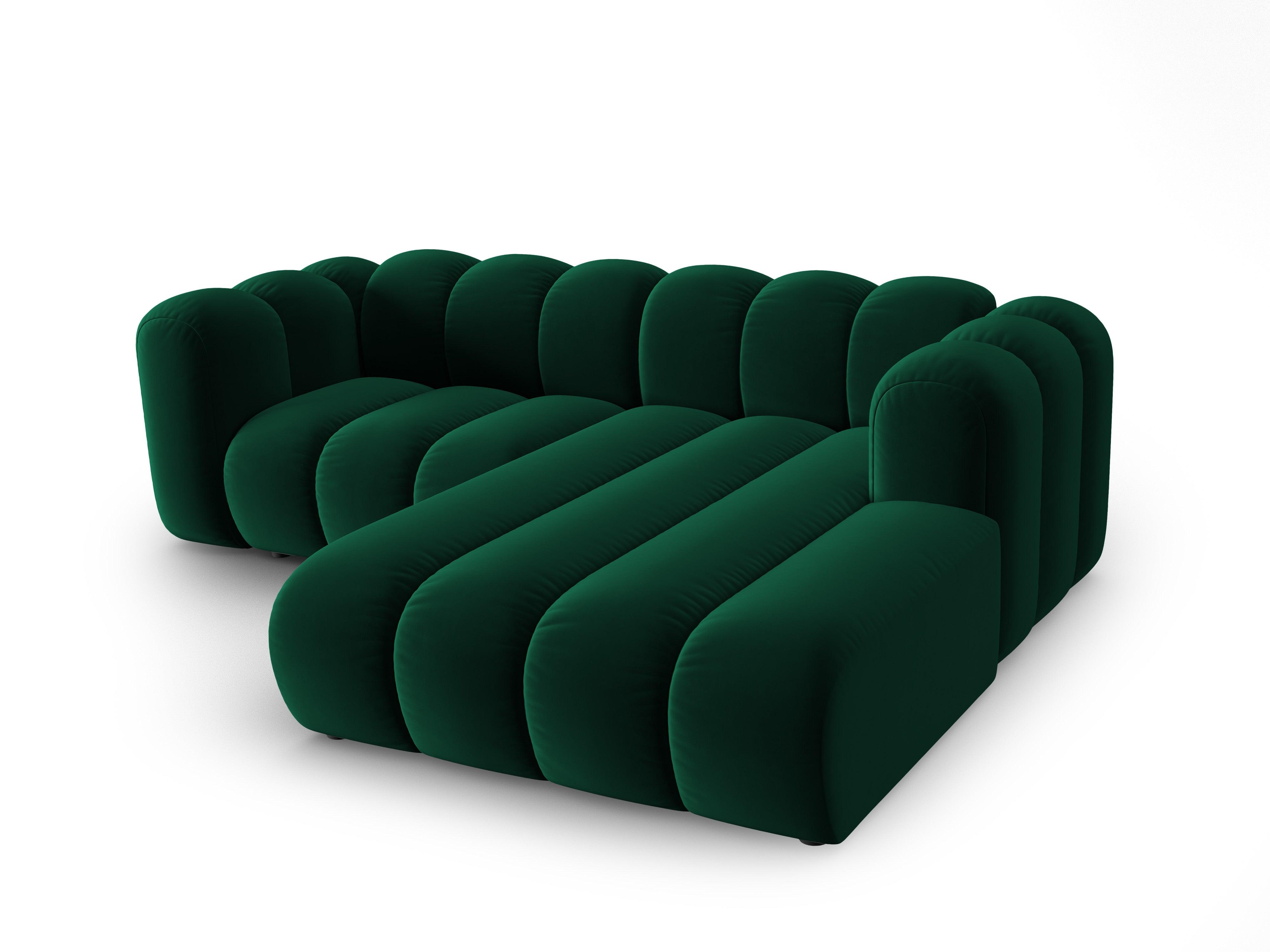 Narożnik aksamitny 3-osobowy prawostronny SKYLER butelkowy zielony Interieurs 86 Eye on Design