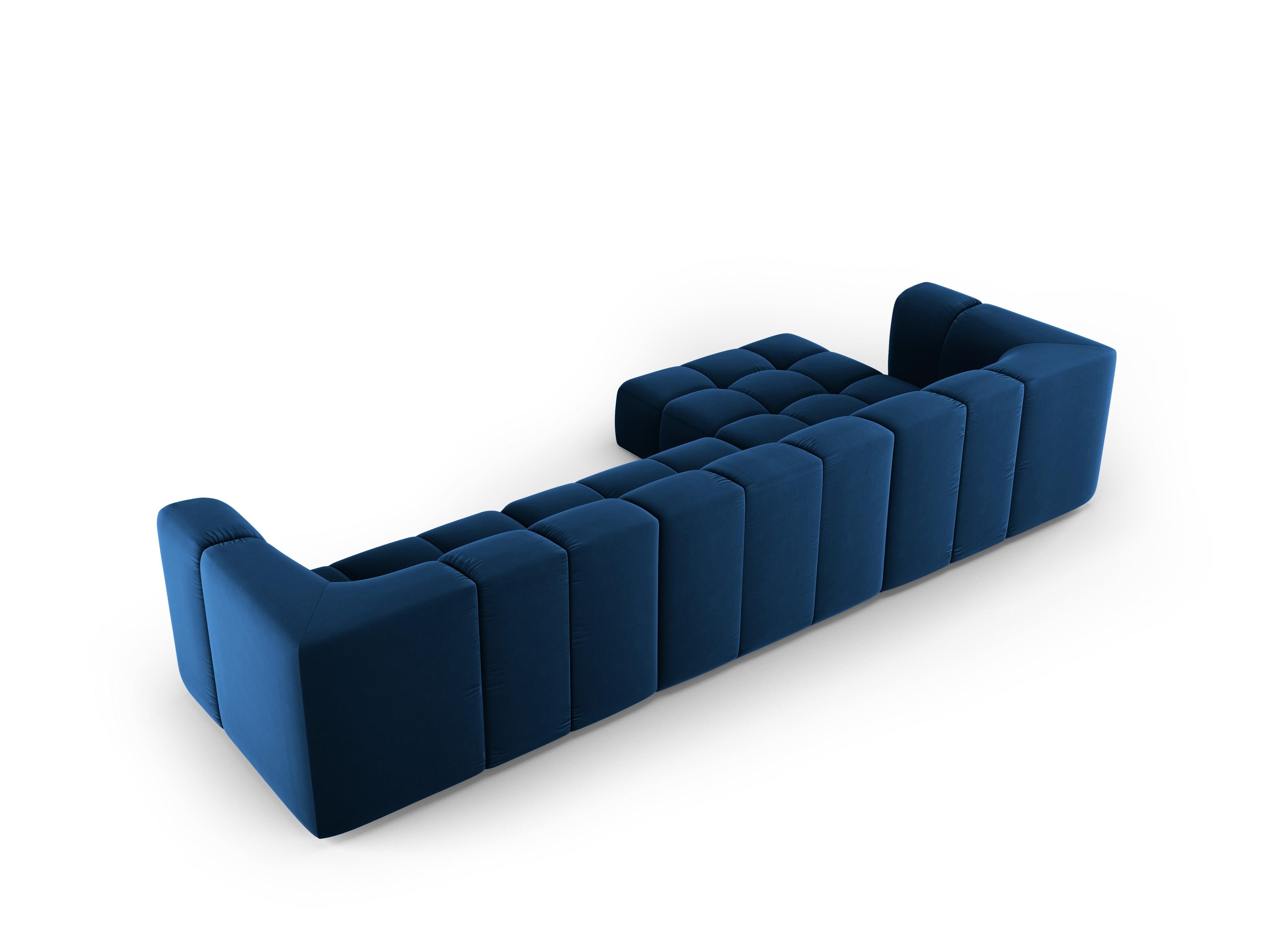 Narożnik aksamitny 5-osobowy lewostronny FRANCESCA granat królewski Milo Casa Eye on Design