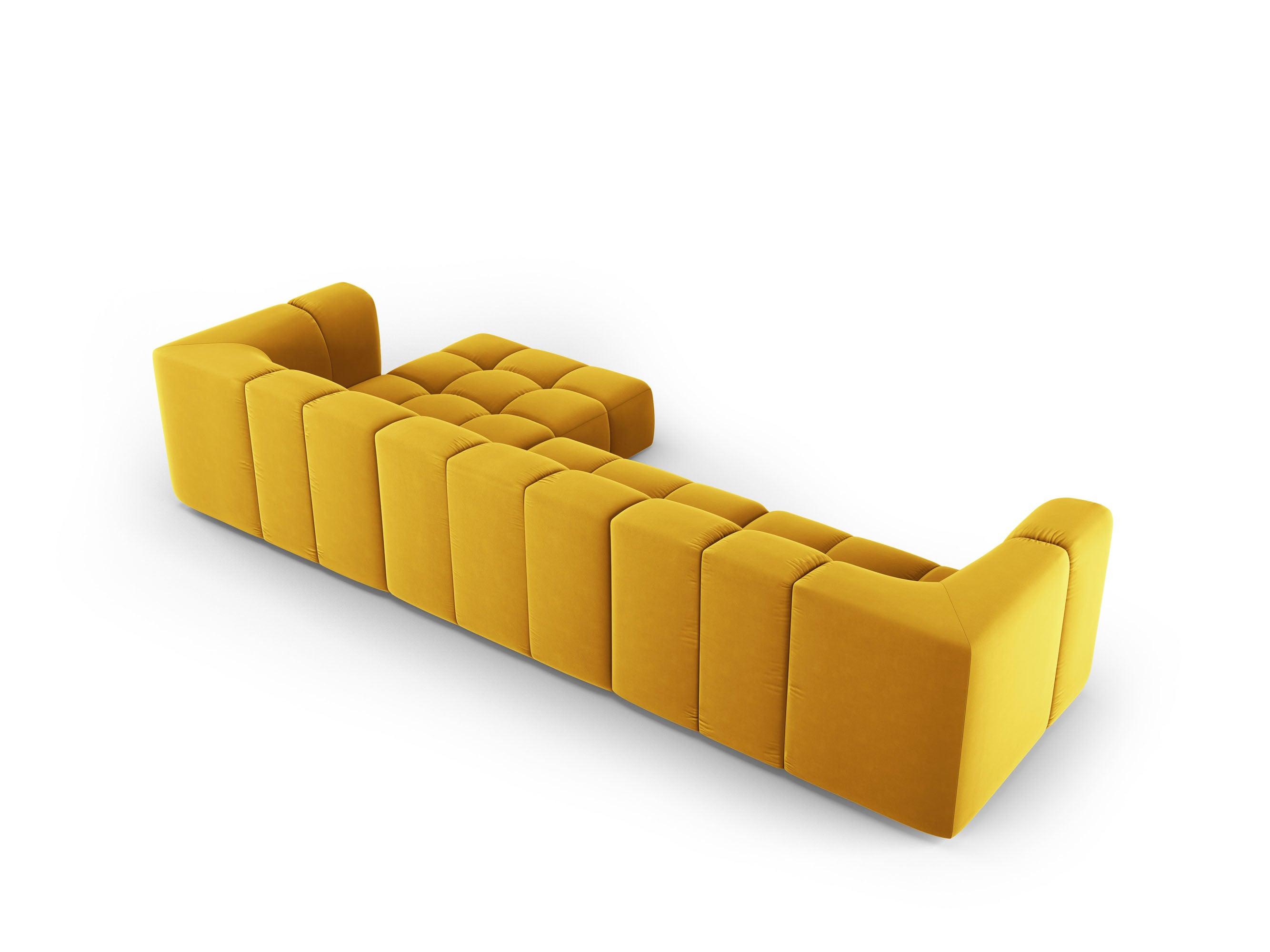 Narożnik aksamitny 5-osobowy prawostronny FRANCESCA żółty Milo Casa Eye on Design