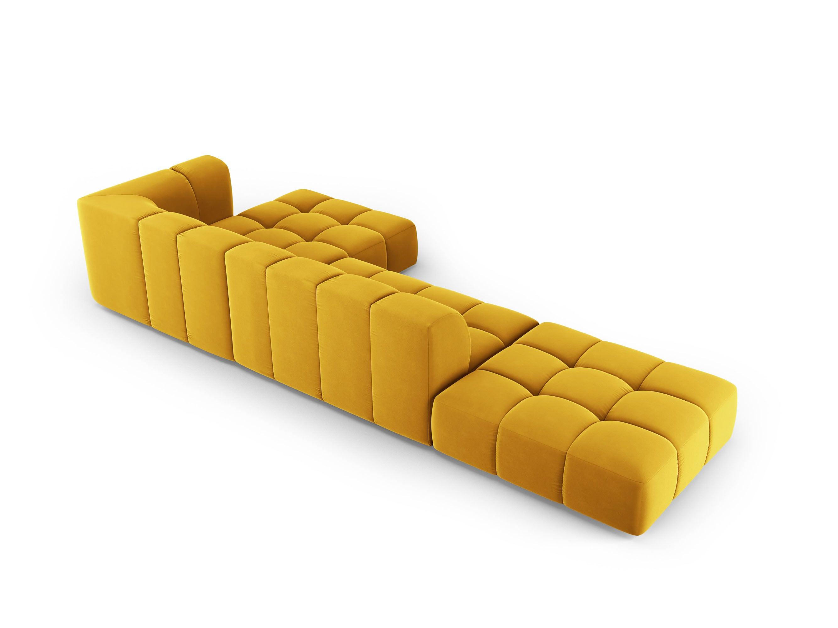 Narożnik aksamitny 5-osobowy prawostronny otwarty FRANCESCA żółty Milo Casa Eye on Design