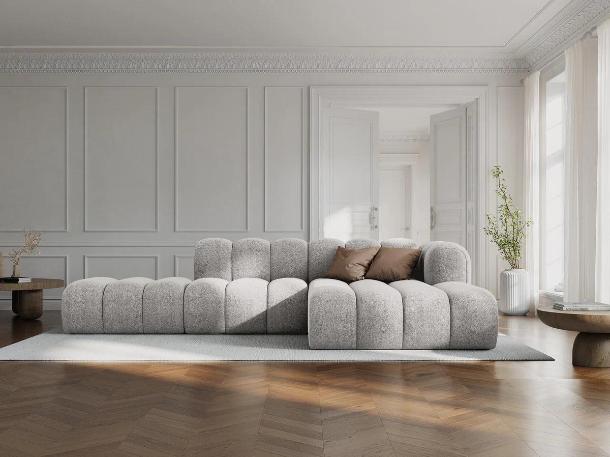 Narożnik aksamitny 5-osobowy prawostronny SKYLER beżowy Interieurs 86 Eye on Design