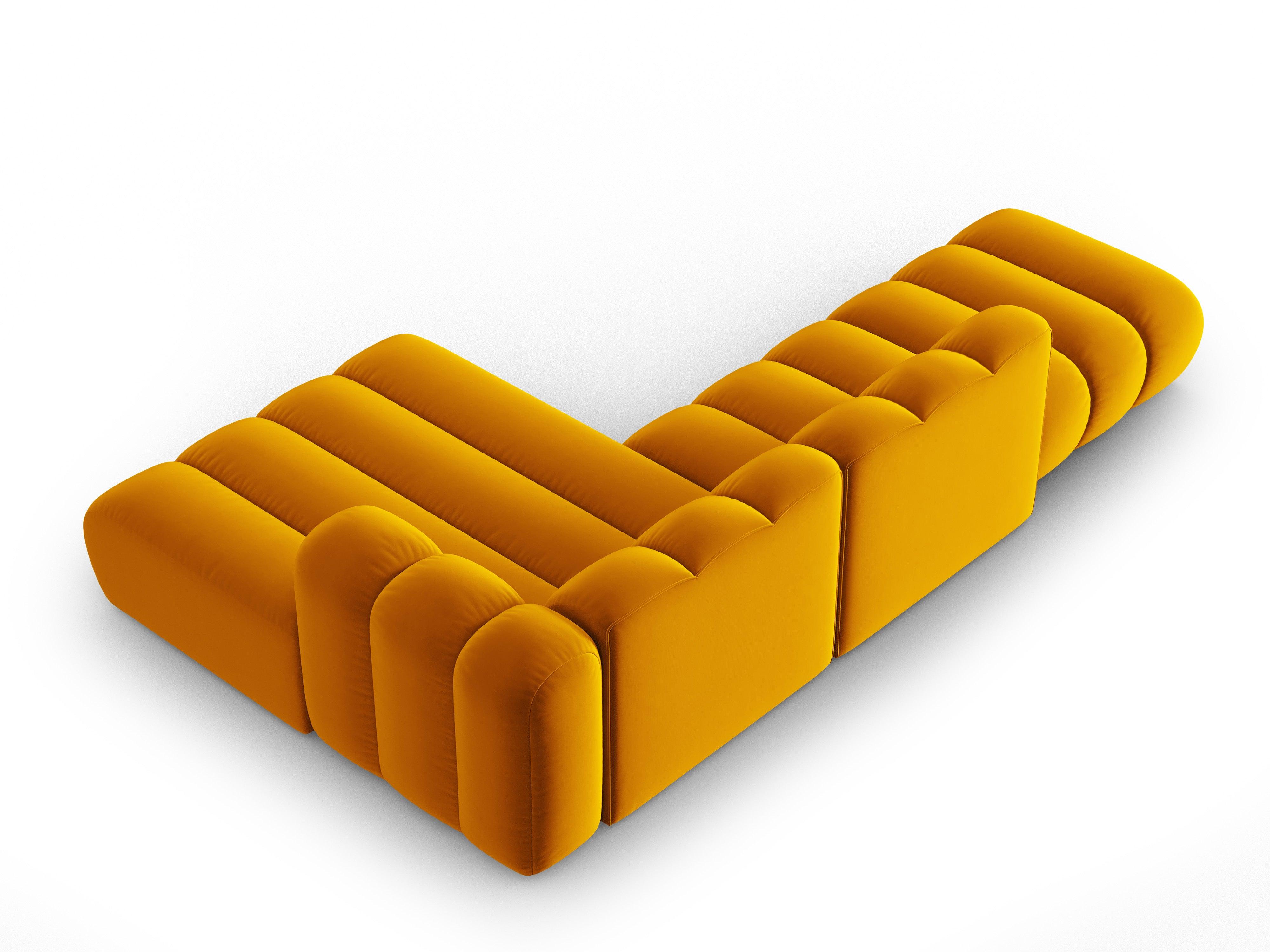 Narożnik aksamitny 5-osobowy prawostronny SKYLER musztardowy Interieurs 86 Eye on Design