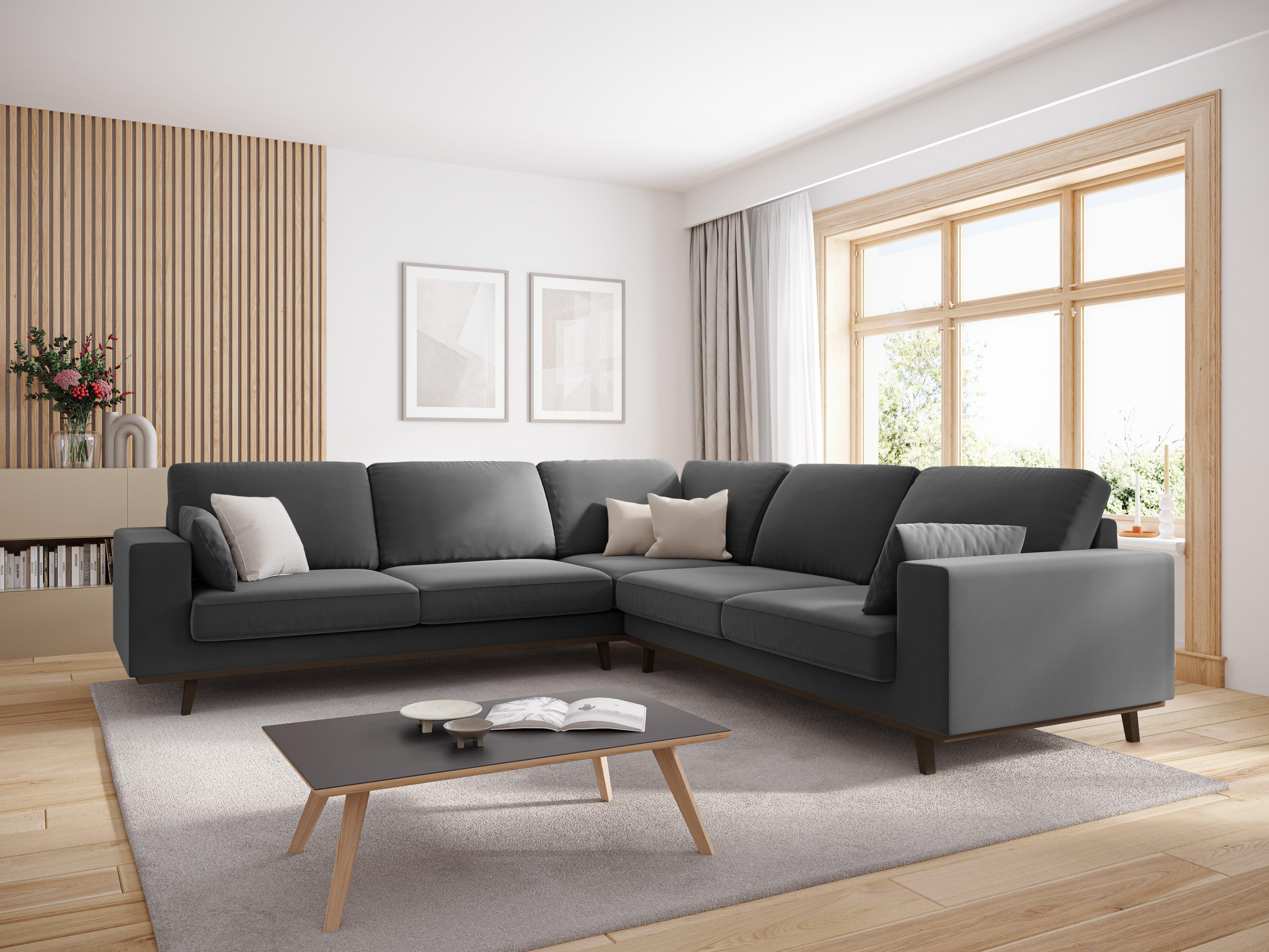 Narożnik aksamitny 5-osobowy symetryczny HEBE ciemnoszary Mazzini Sofas Eye on Design