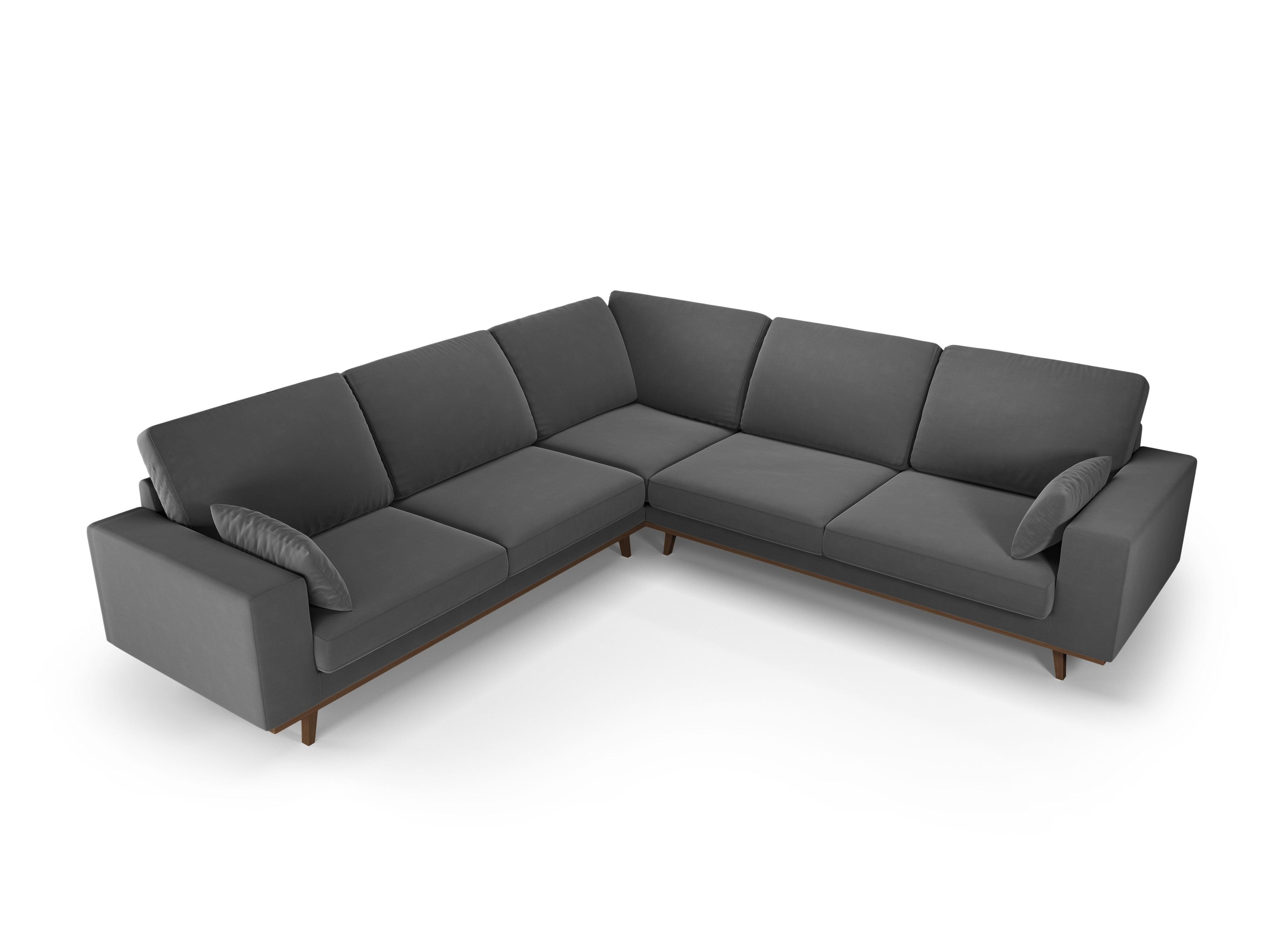 Narożnik aksamitny 5-osobowy symetryczny HEBE ciemnoszary Mazzini Sofas Eye on Design